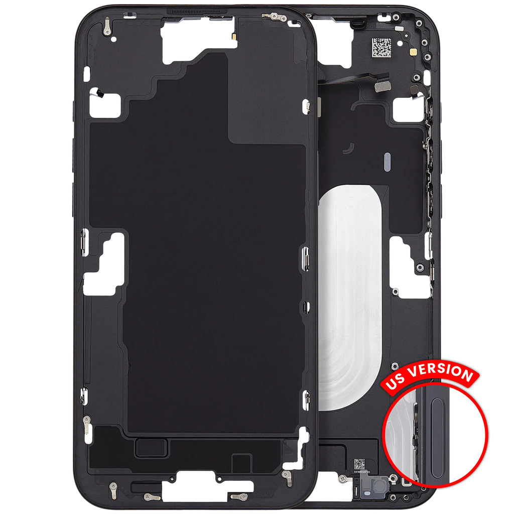 Midframe/Rahmen mit Power And Volume Button für iPhone 16 Plus (US-Version) (Aftermarket Plus) (Schwarz)