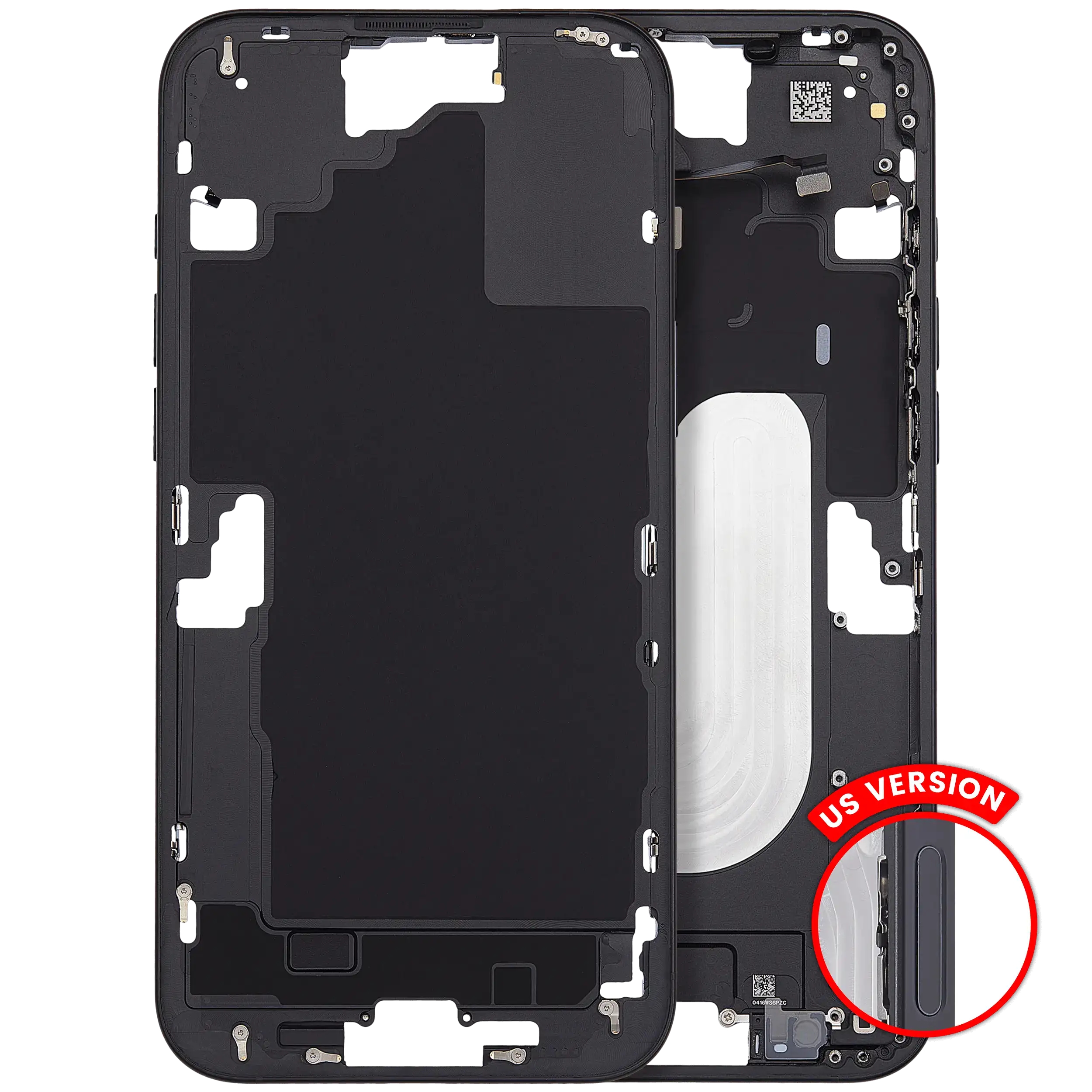 Midframe/Rahmen mit Power And Volume Button für iPhone 16 Plus (US-Version) (Aftermarket Plus) (Schwarz)