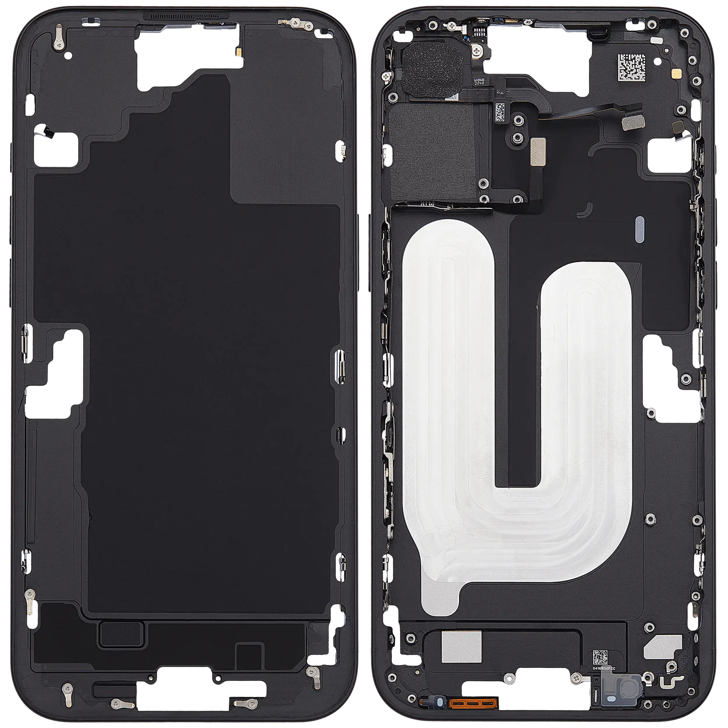 Midframe/Rahmen mit Power And Volume Button für iPhone 16 Plus (US-Version) (Aftermarket Plus) (Schwarz)