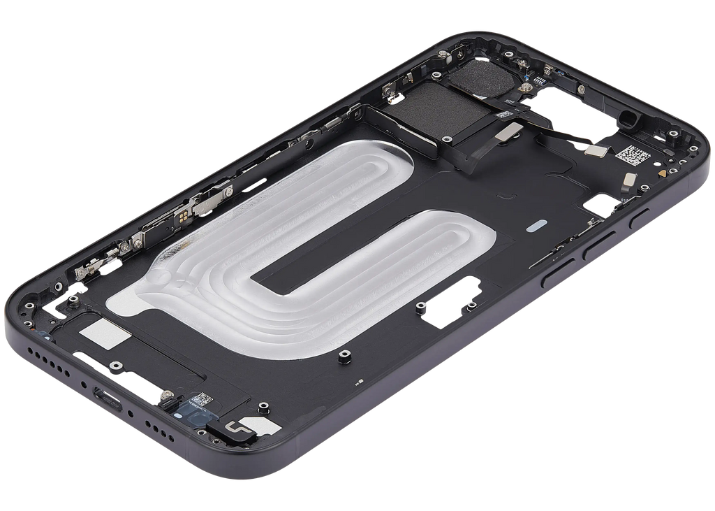 Midframe/Rahmen mit Power And Volume Button für iPhone 16 Plus (US-Version) (Aftermarket Plus) (Schwarz)