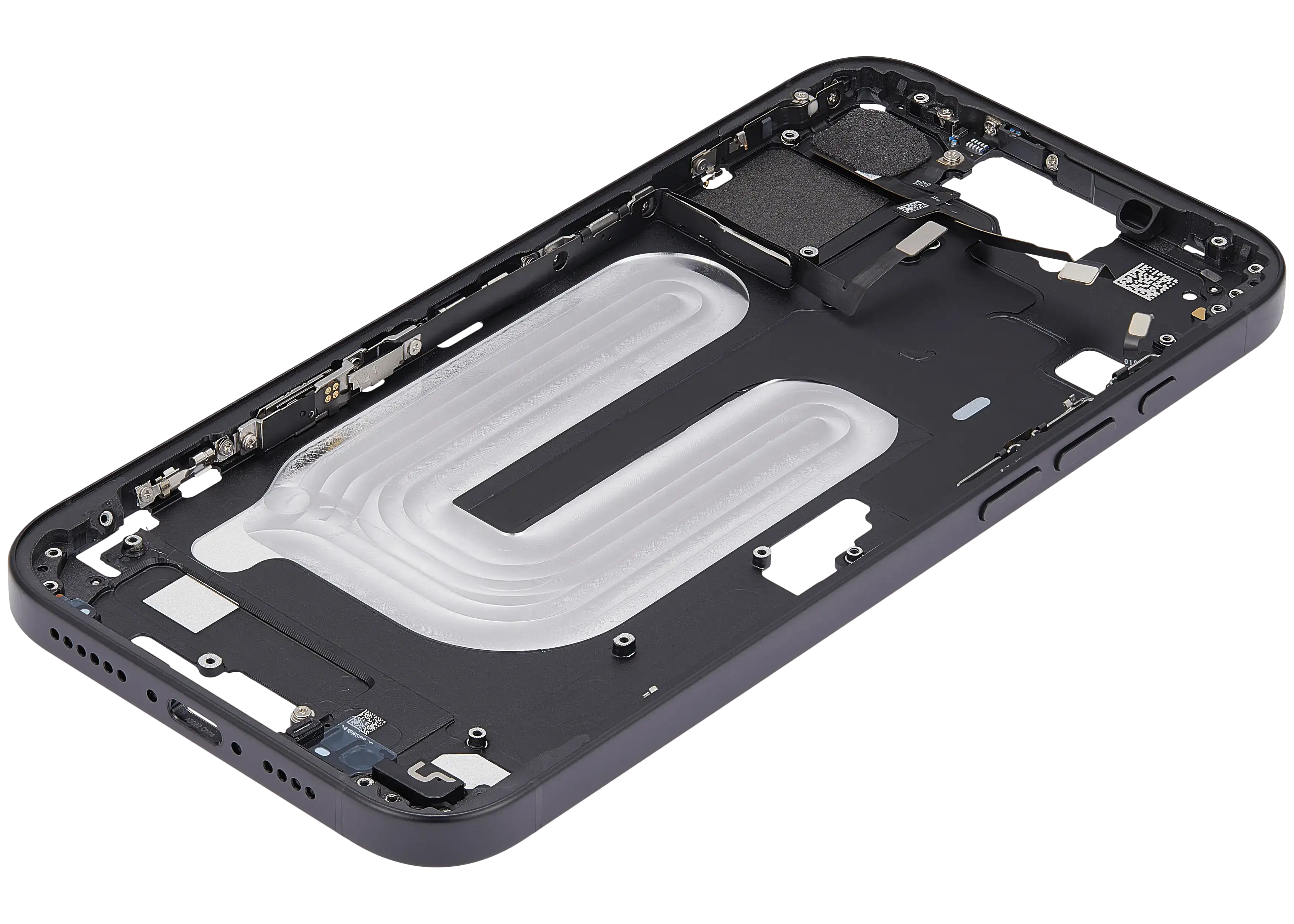 Midframe/Rahmen mit Power And Volume Button für iPhone 16 Plus (US-Version) (Aftermarket Plus) (Schwarz)