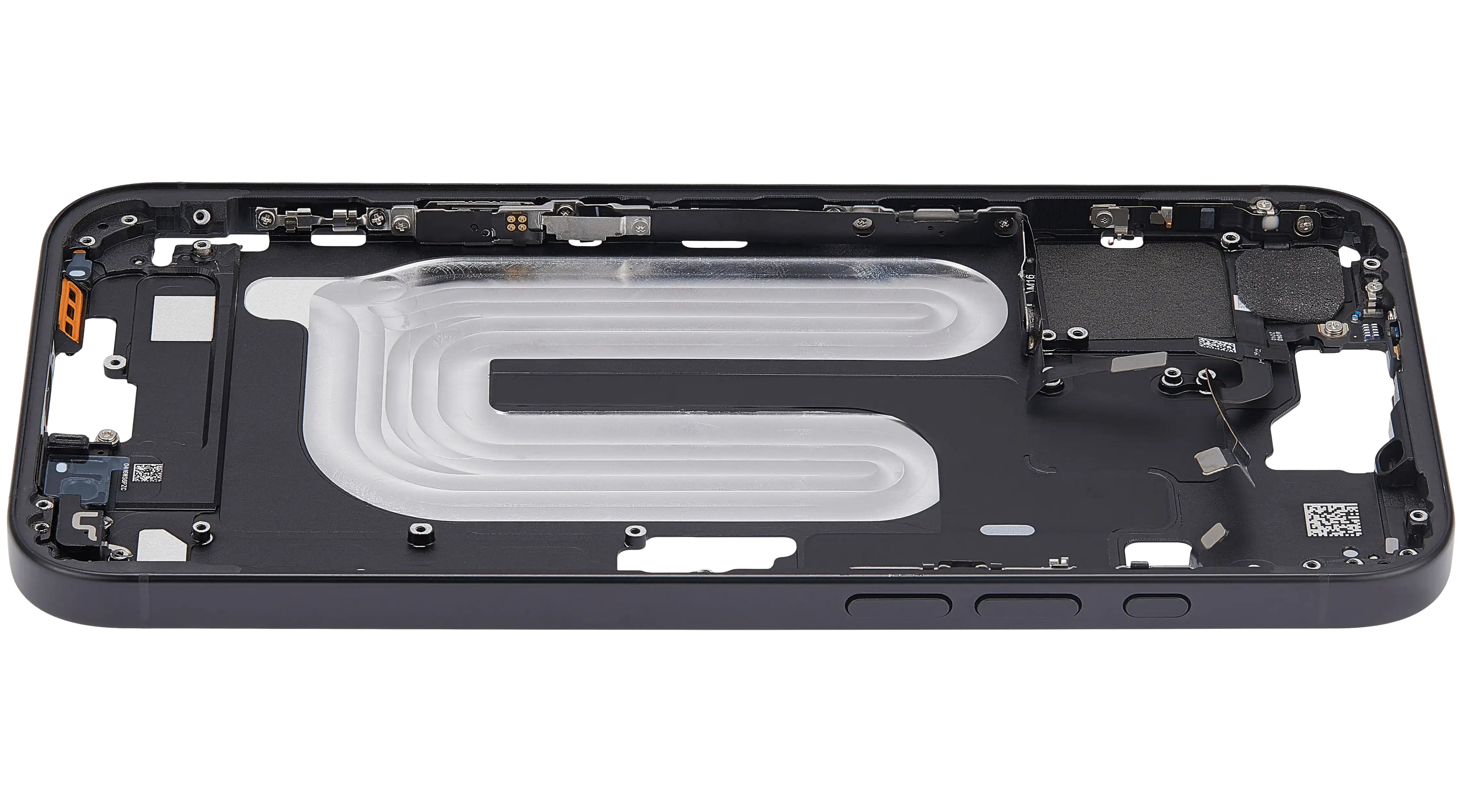 Midframe/Rahmen mit Power And Volume Button für iPhone 16 Plus (US-Version) (Aftermarket Plus) (Schwarz)