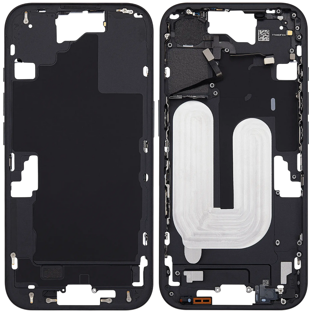 Midframe/Rahmen mit Power And Volume Button für iPhone 16 (EU / Global Version) (Aftermarket Plus) (Schwarz)