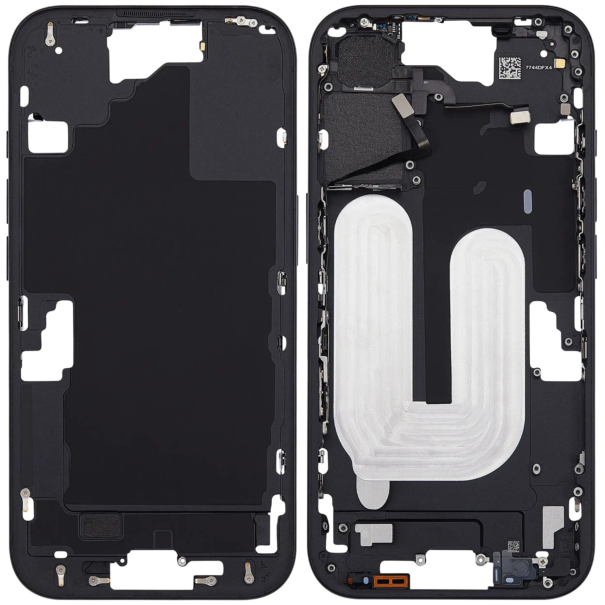 Midframe/Rahmen mit Power And Volume Button für iPhone 16 (EU / Global Version) (Aftermarket Plus) (Schwarz)