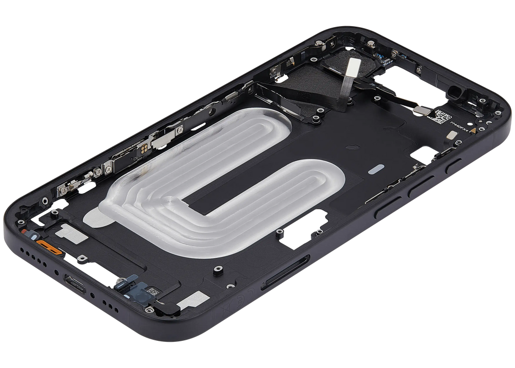 Midframe/Rahmen mit Power And Volume Button für iPhone 16 (EU / Global Version) (Aftermarket Plus) (Schwarz)