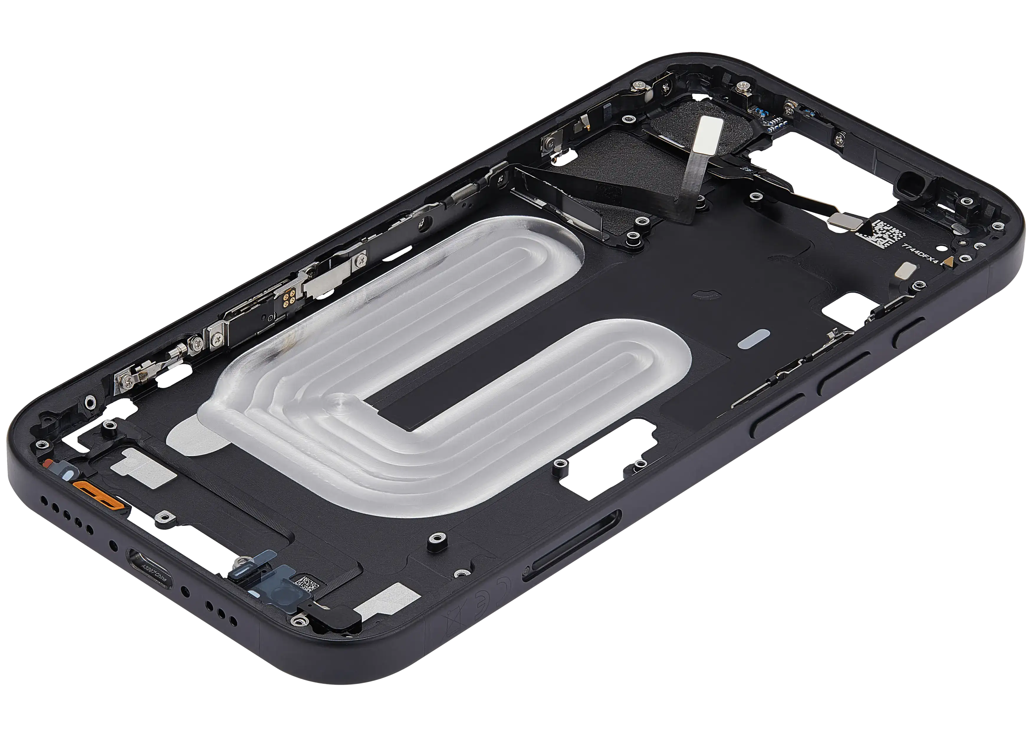Midframe/Rahmen mit Power And Volume Button für iPhone 16 (EU / Global Version) (Aftermarket Plus) (Schwarz)