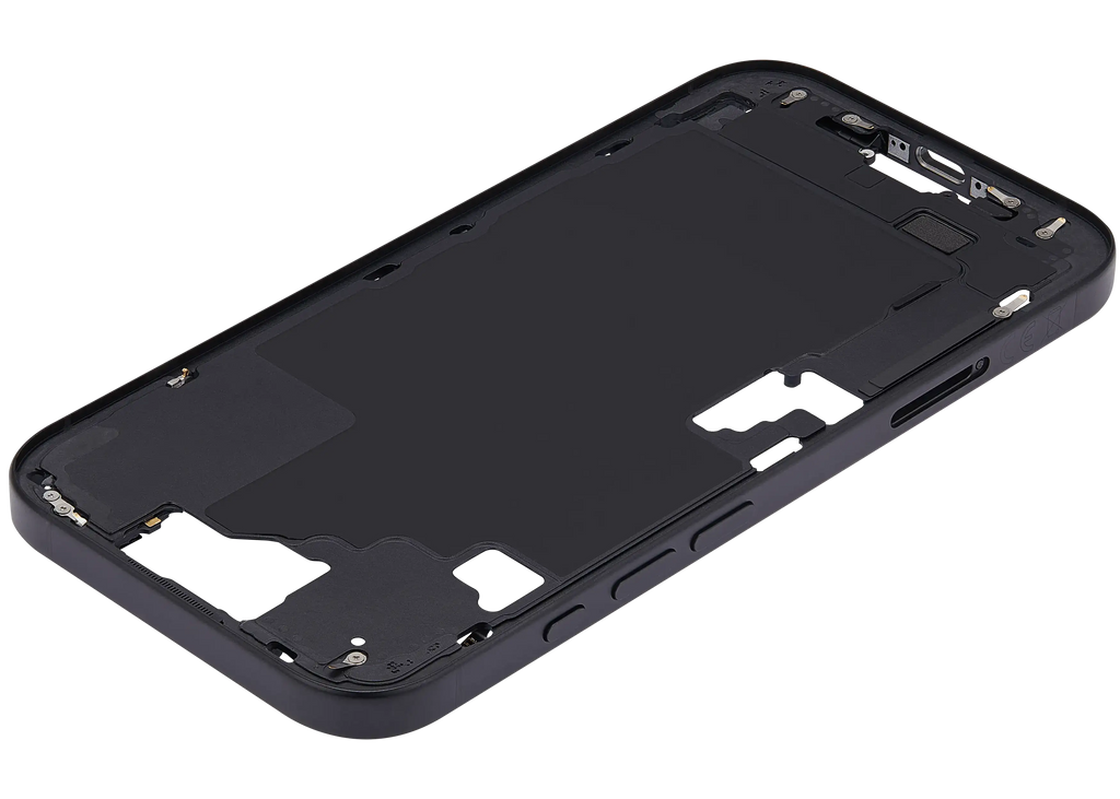 Midframe/Rahmen mit Power And Volume Button für iPhone 16 (EU / Global Version) (Aftermarket Plus) (Schwarz)