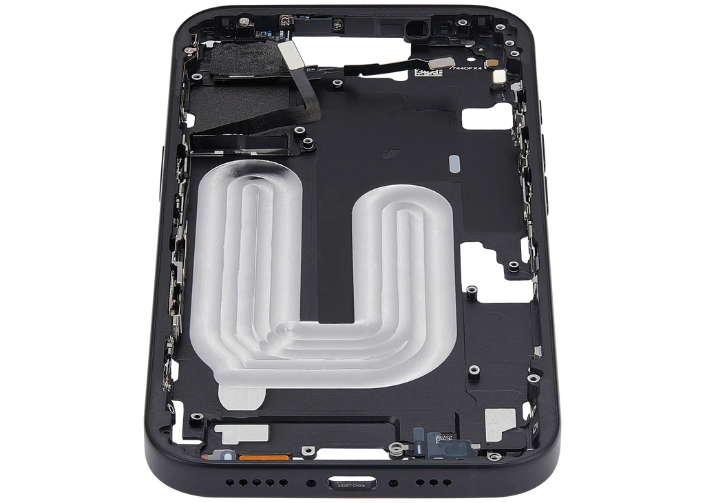 Midframe/Rahmen mit Power And Volume Button für iPhone 16 (EU / Global Version) (Aftermarket Plus) (Schwarz)