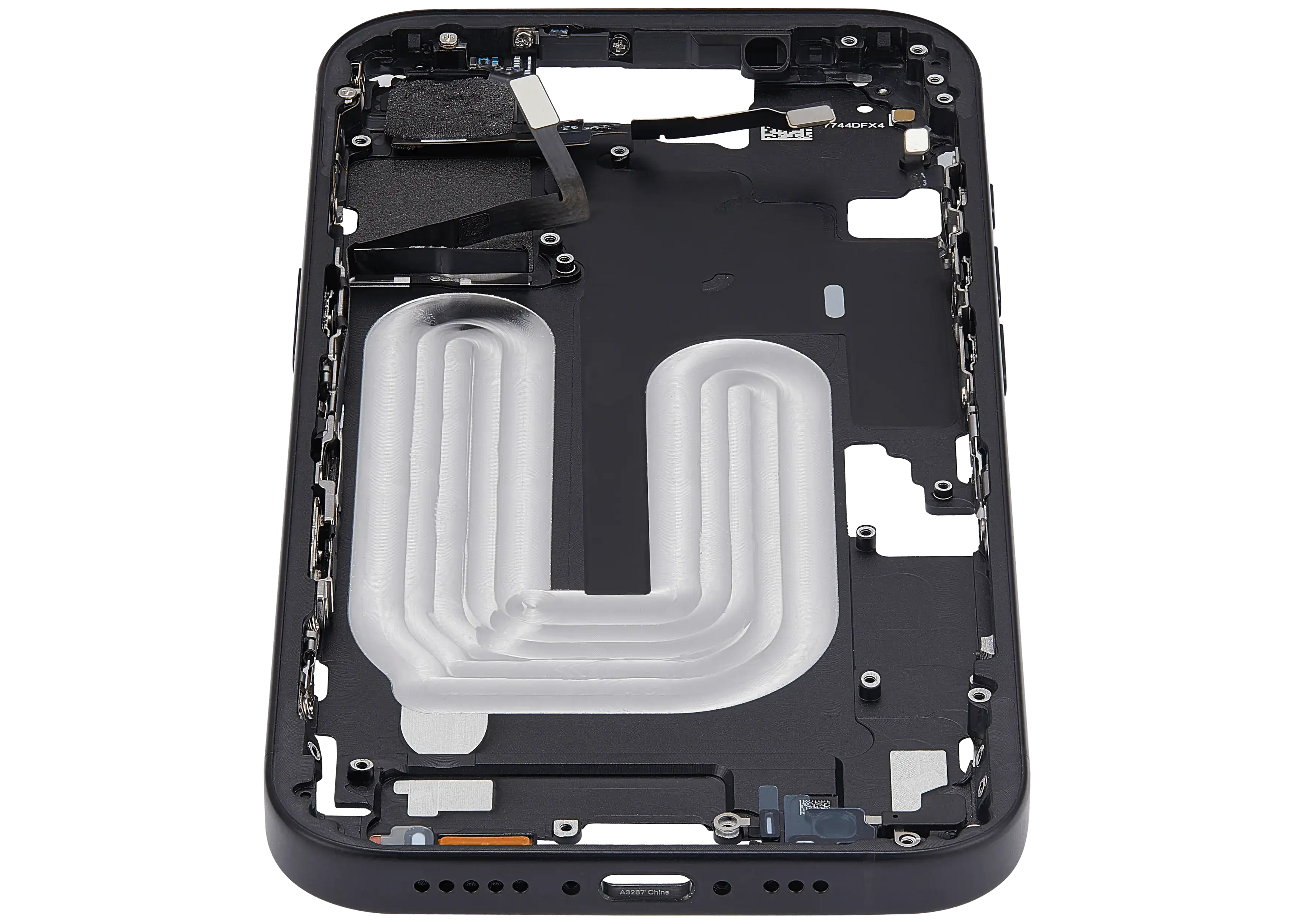 Midframe/Rahmen mit Power And Volume Button für iPhone 16 (EU / Global Version) (Aftermarket Plus) (Schwarz)