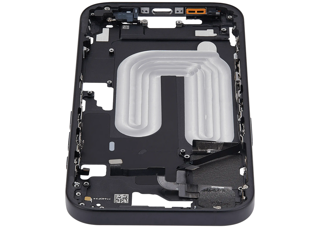 Midframe/Rahmen mit Power And Volume Button für iPhone 16 (EU / Global Version) (Aftermarket Plus) (Schwarz)