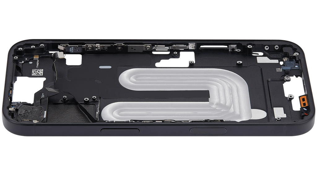 Midframe/Rahmen mit Power And Volume Button für iPhone 16 (EU / Global Version) (Aftermarket Plus) (Schwarz)