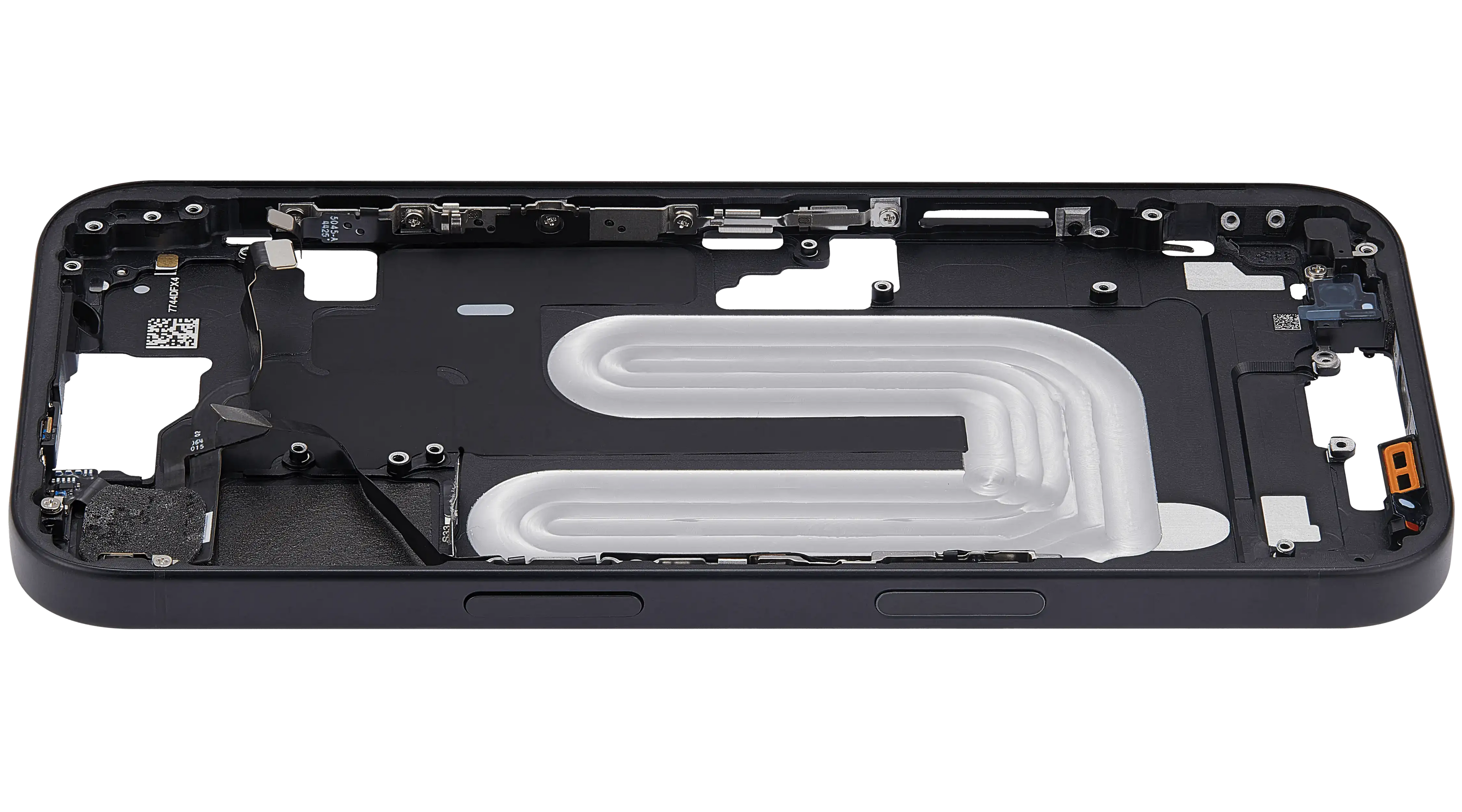 Midframe/Rahmen mit Power And Volume Button für iPhone 16 (EU / Global Version) (Aftermarket Plus) (Schwarz)