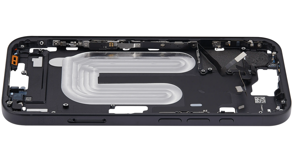 Midframe/Rahmen mit Power And Volume Button für iPhone 16 (EU / Global Version) (Aftermarket Plus) (Schwarz)