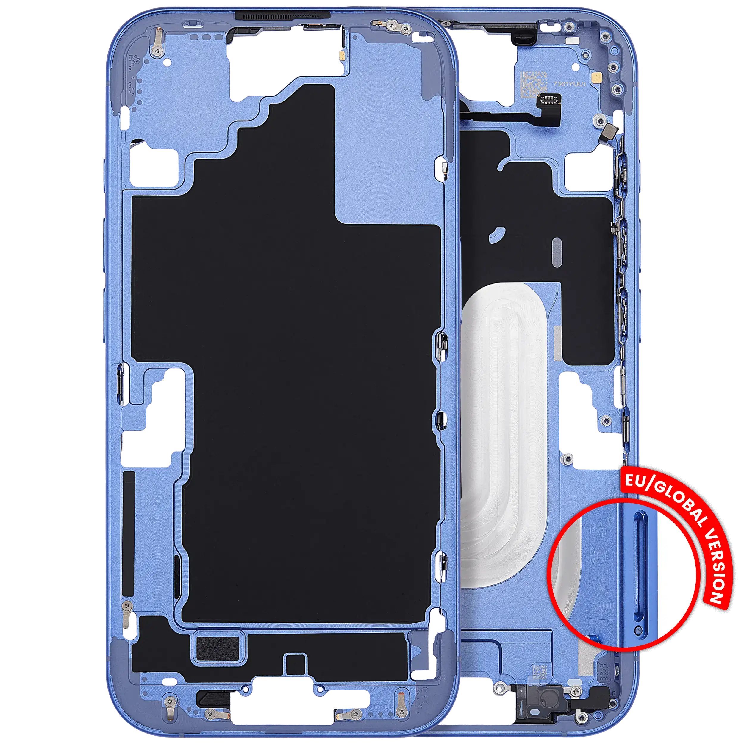 Midframe/Rahmen mit Power And Volume Button für iPhone 16 (EU / Global Version) (Aftermarket Plus) (Ultramarine)