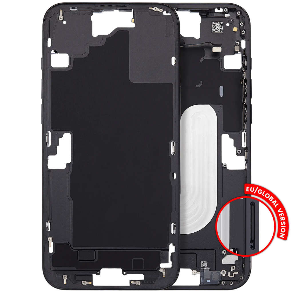 Midframe/Rahmen mit Power And Volume Button für iPhone 16 Plus (EU / Global Version) (Aftermarket Plus) (Schwarz)