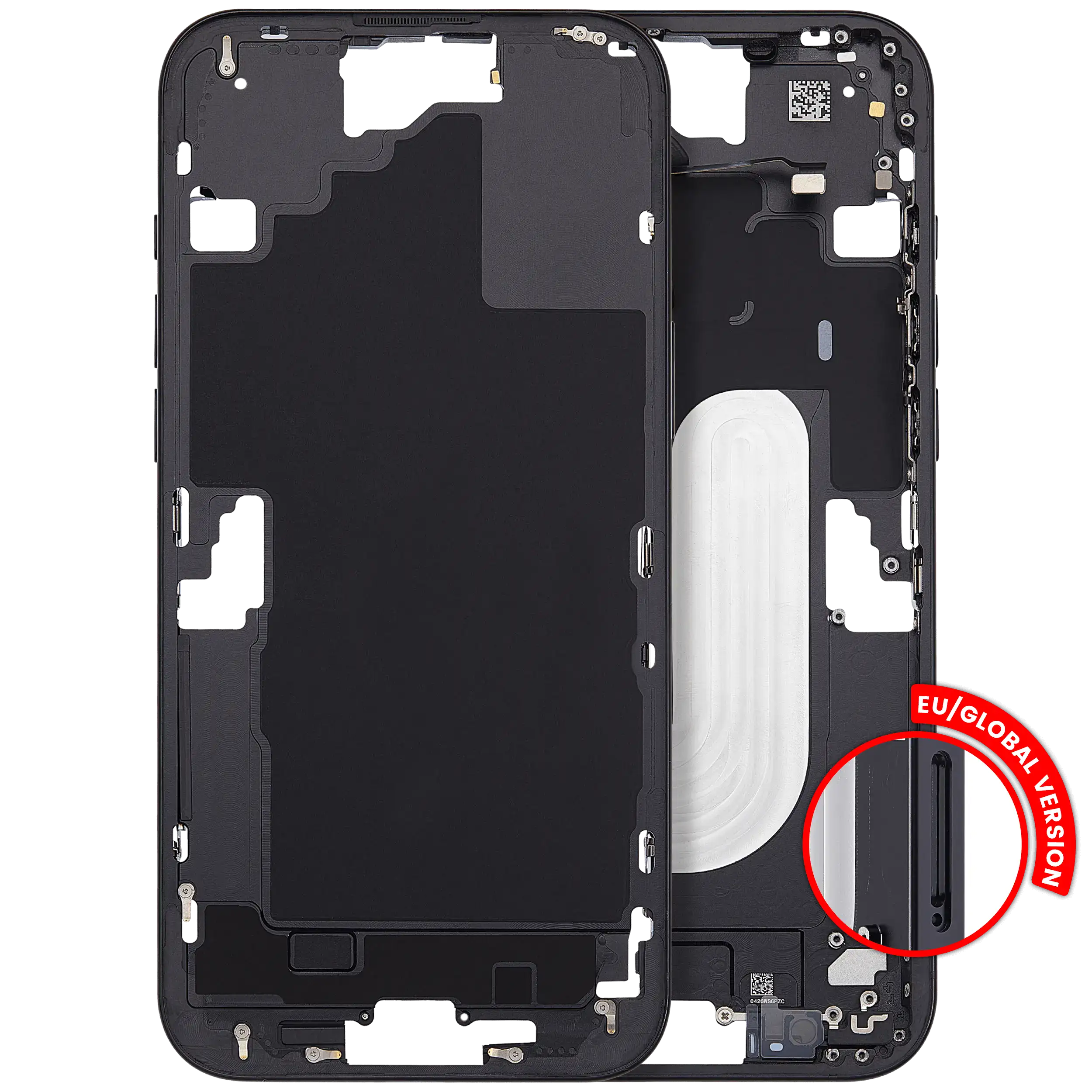 Midframe/Rahmen mit Power And Volume Button für iPhone 16 Plus (EU / Global Version) (Aftermarket Plus) (Schwarz)