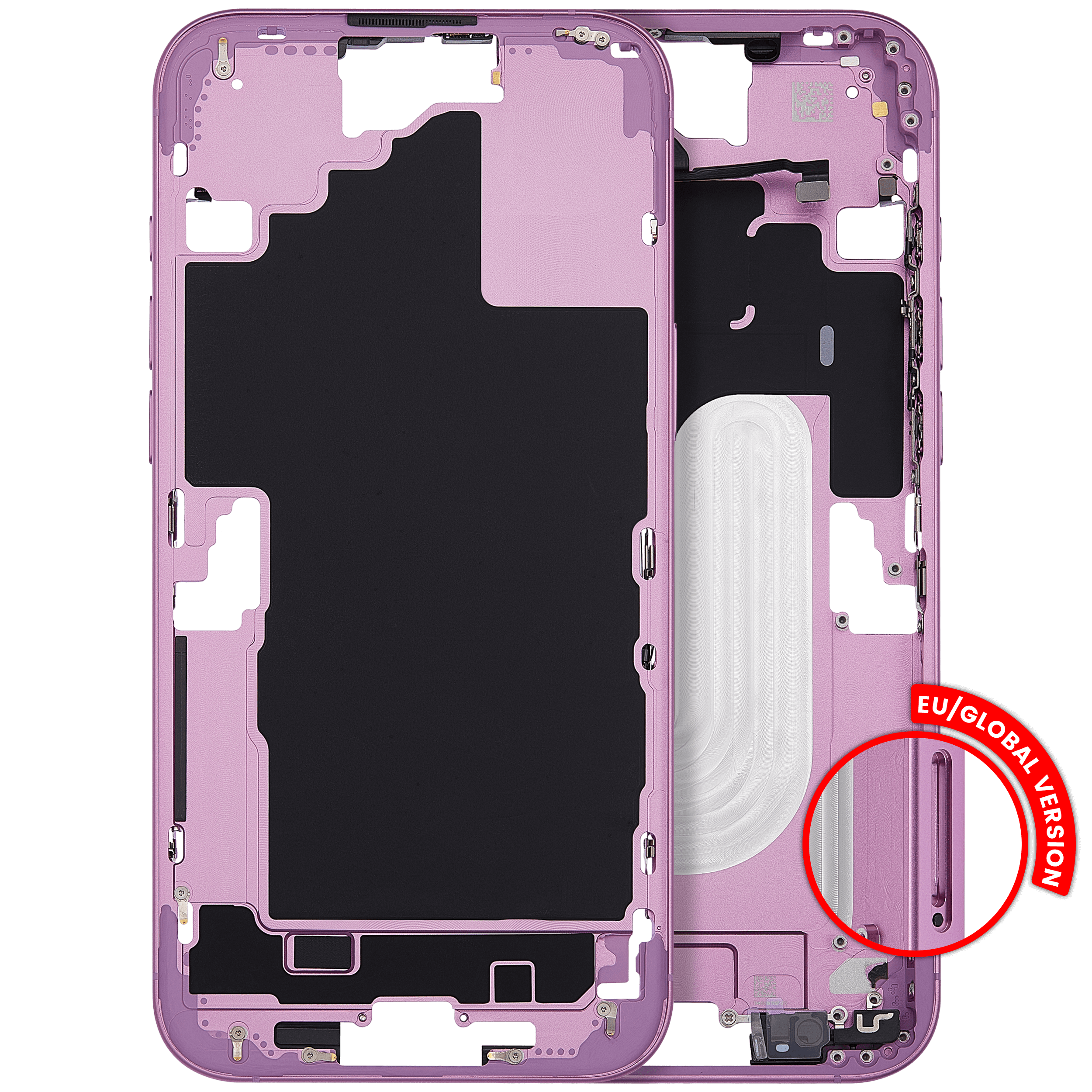 Midframe/Rahmen mit Power And Volume Button für iPhone 16 Plus (EU / Global Version) (Aftermarket Plus) (Pink)