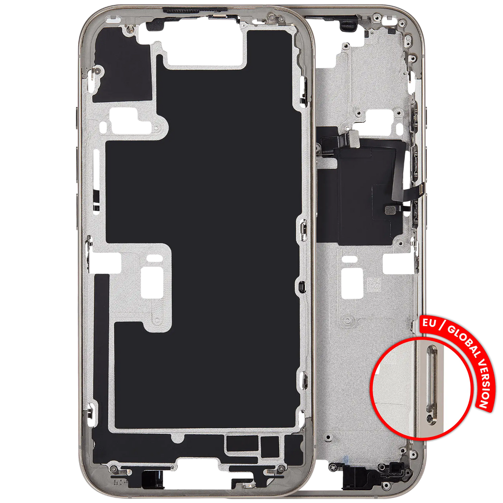 Midframe/Rahmen mit Power And Volume Button für iPhone 16 Pro (EU / Global Version) (Aftermarket Plus) (Natural Titanium)