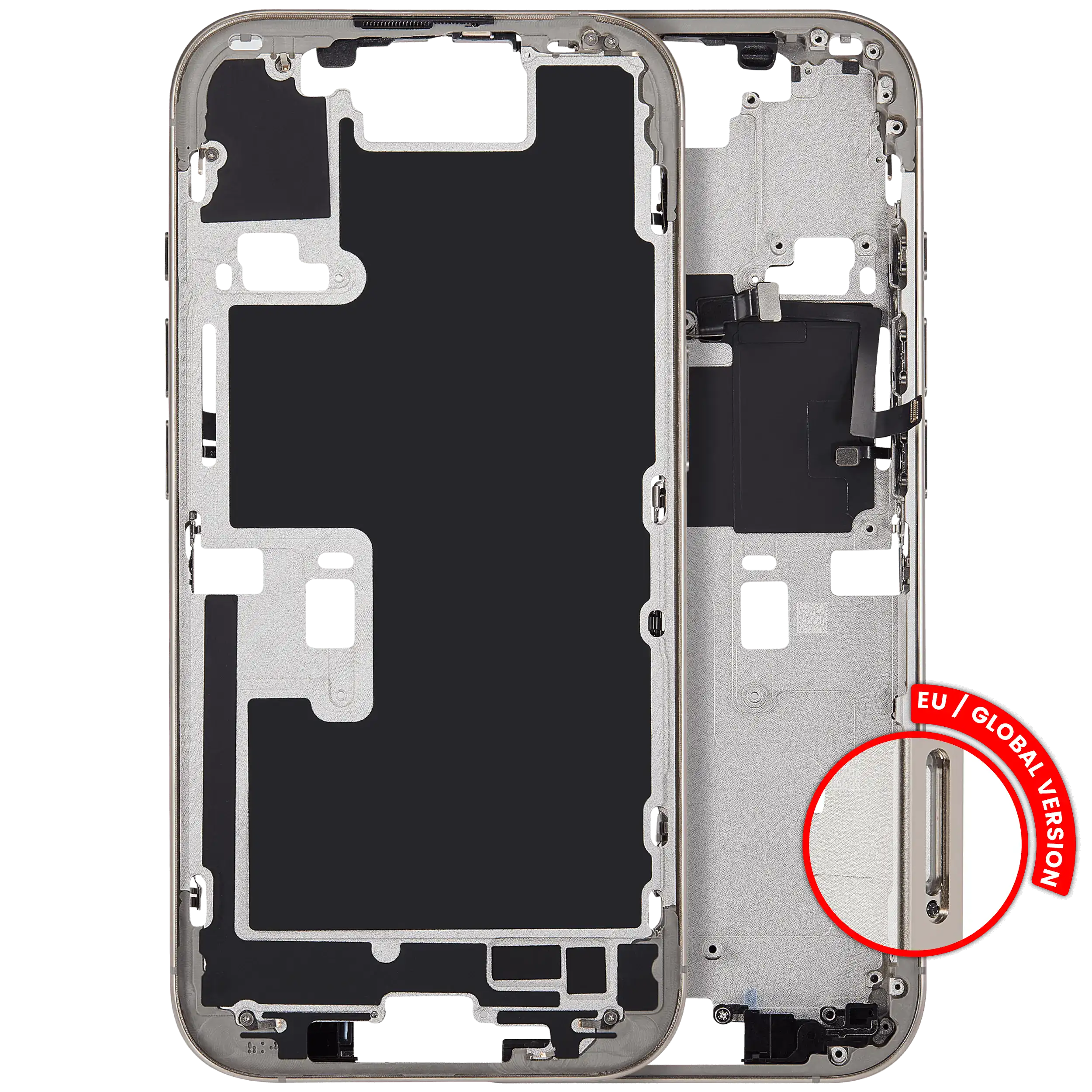 Midframe/Rahmen mit Power And Volume Button für iPhone 16 Pro (EU / Global Version) (Aftermarket Plus) (Natural Titanium)