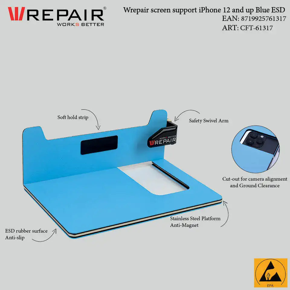 ESD Display Holding Stand for iPhone 12 and later (Blue)