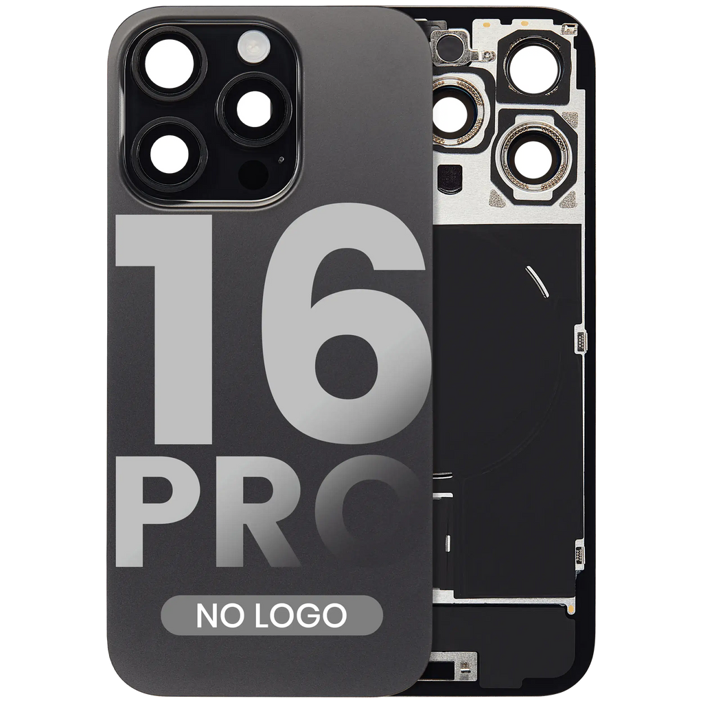 Backcover iPhone 16 Pro Schwarz Titanium Nachbau MagSafe NFC Blitz-Flexkabel ohn