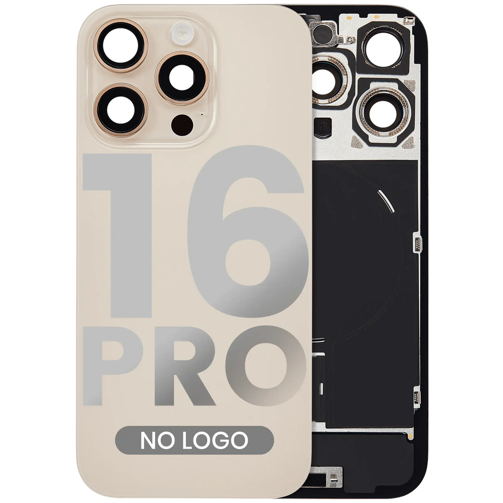 Back Cover with MagSafe Magnet, NFC & Flash Flex Cable for iPhone 16 Pro (Aftermarket, Desert Titanium, No Logo)