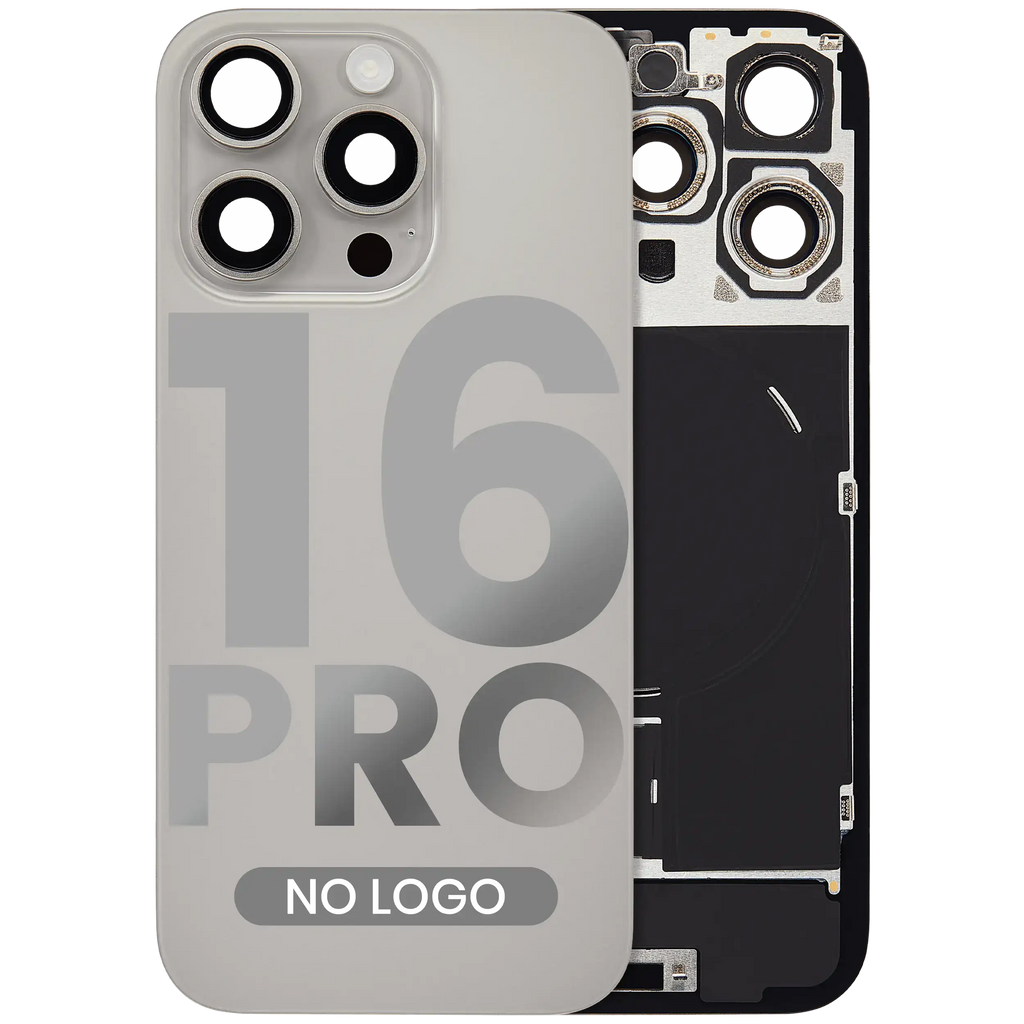 Back cover with MagSafe magnet, NFC, and flash flex cable for iPhone 16 Pro (Aftermarket, Natural Titanium, no logo)