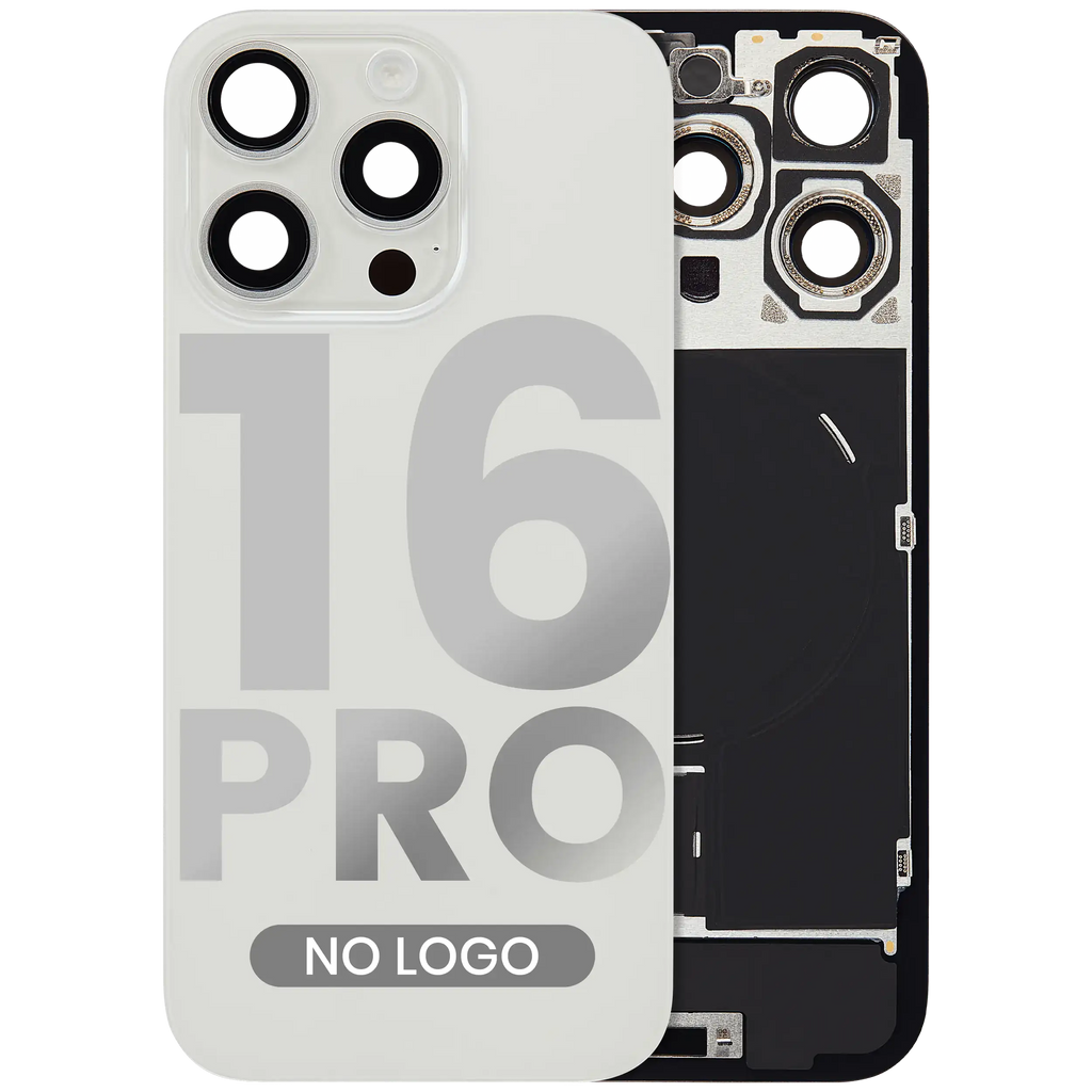 Back Cover with MagSafe Magnet, NFC, and Flash Flex Cable for iPhone 16 Pro (Aftermarket) (White Titanium) (No Logo)