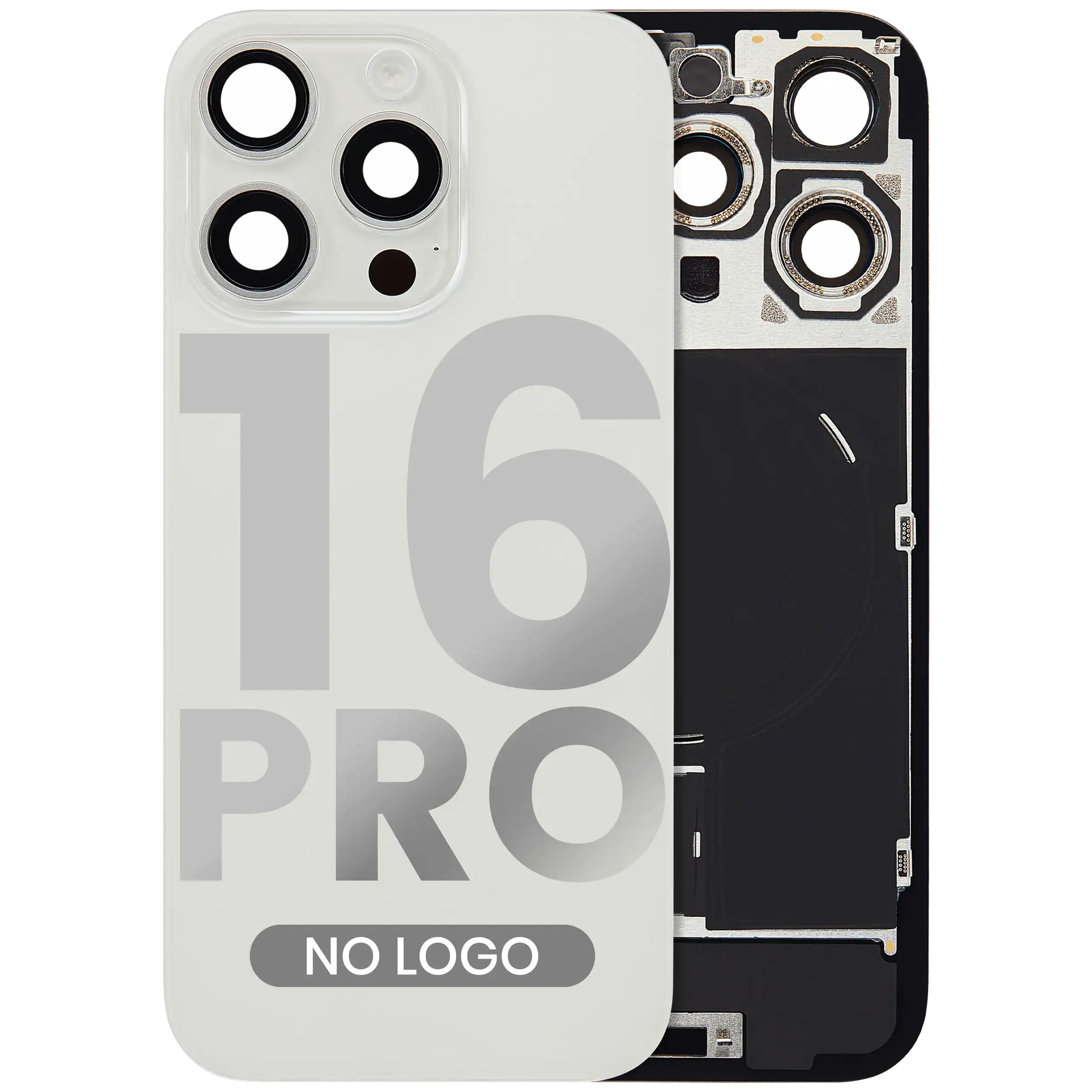 Back Cover with MagSafe Magnet, NFC, and Flash Flex Cable for iPhone 16 Pro (Aftermarket) (White Titanium) (No Logo)