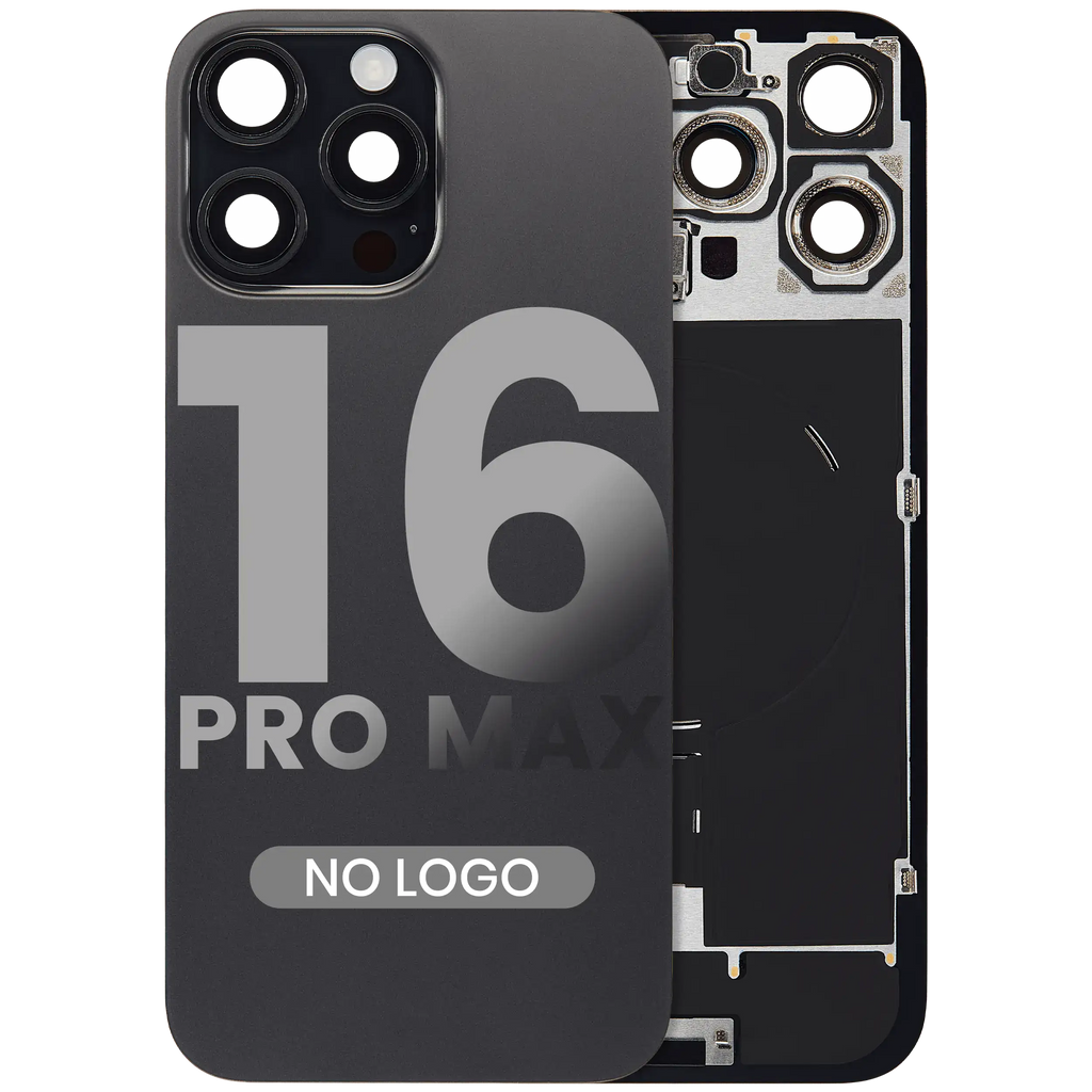 Back Cover with MagSafe Magnet, NFC & Flash Flex Cable for iPhone 16 Pro Max (Aftermarket) (Black Titanium) (No Logo)