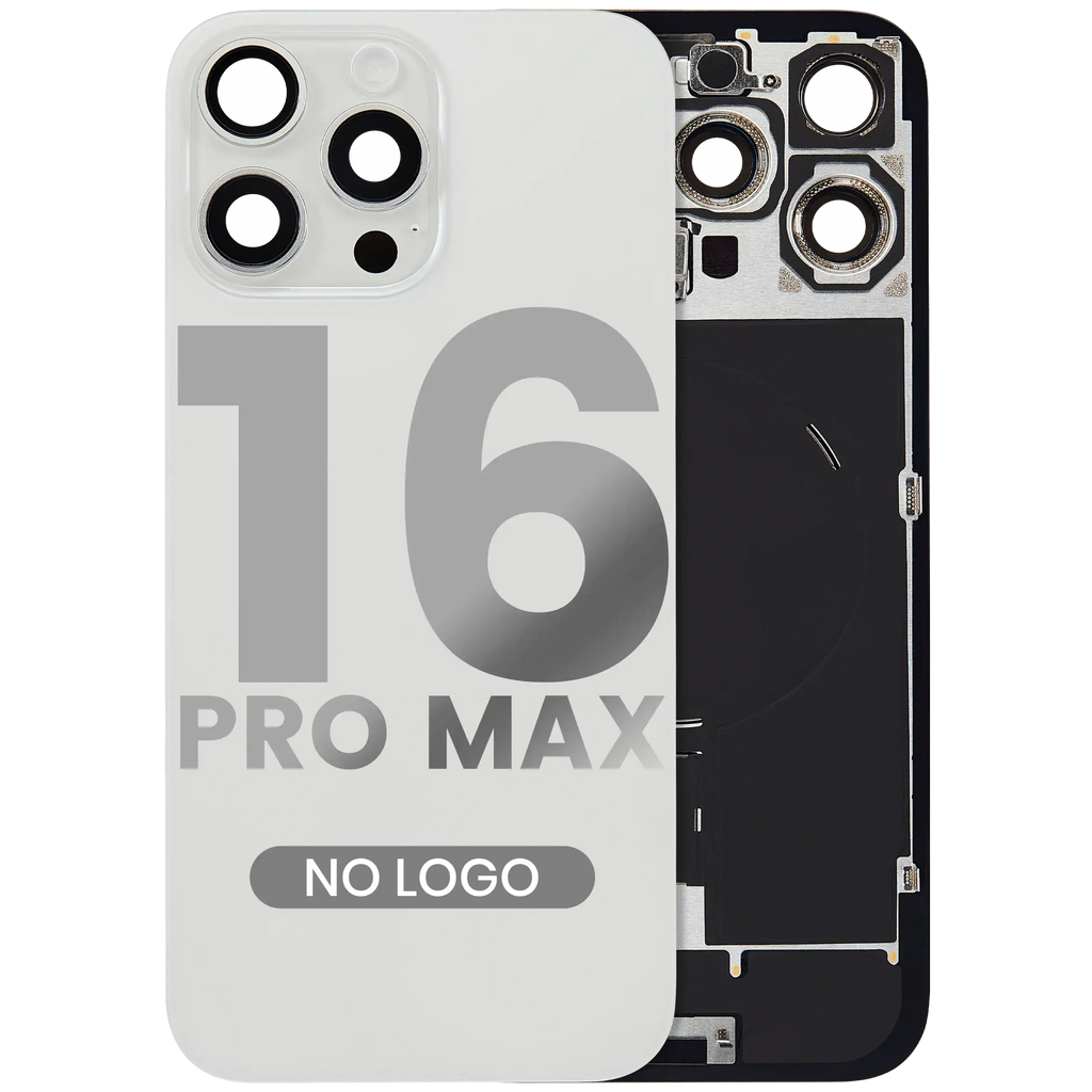 Back Cover with MagSafe Magnet, NFC and Flash Flex Cable for iPhone 16 Pro Max (Aftermarket) (White Titanium) (No Logo)