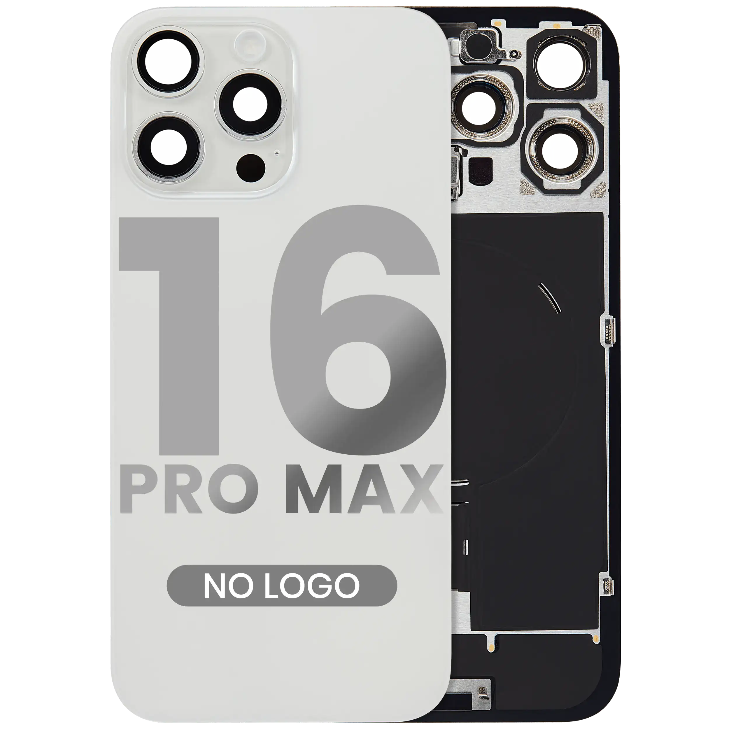 Back Cover with MagSafe Magnet, NFC and Flash Flex Cable for iPhone 16 Pro Max (Aftermarket) (White Titanium) (No Logo)