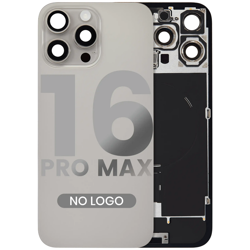 Back Cover with MagSafe Magnet, NFC & LED Flash Flex Cable for iPhone 16 Pro Max (Aftermarket) (Natural Titanium) (No Logo)