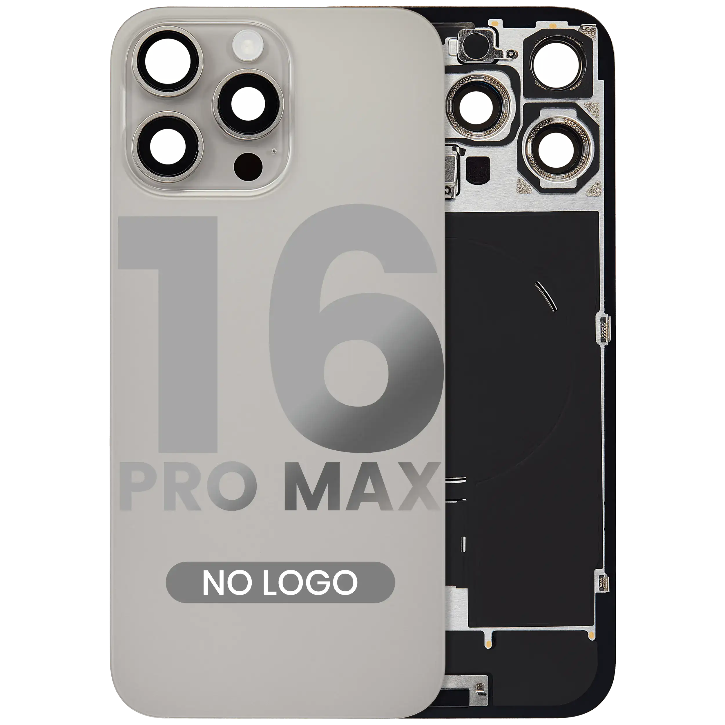 Back Cover with MagSafe Magnet, NFC & LED Flash Flex Cable for iPhone 16 Pro Max (Aftermarket) (Natural Titanium) (No Logo)