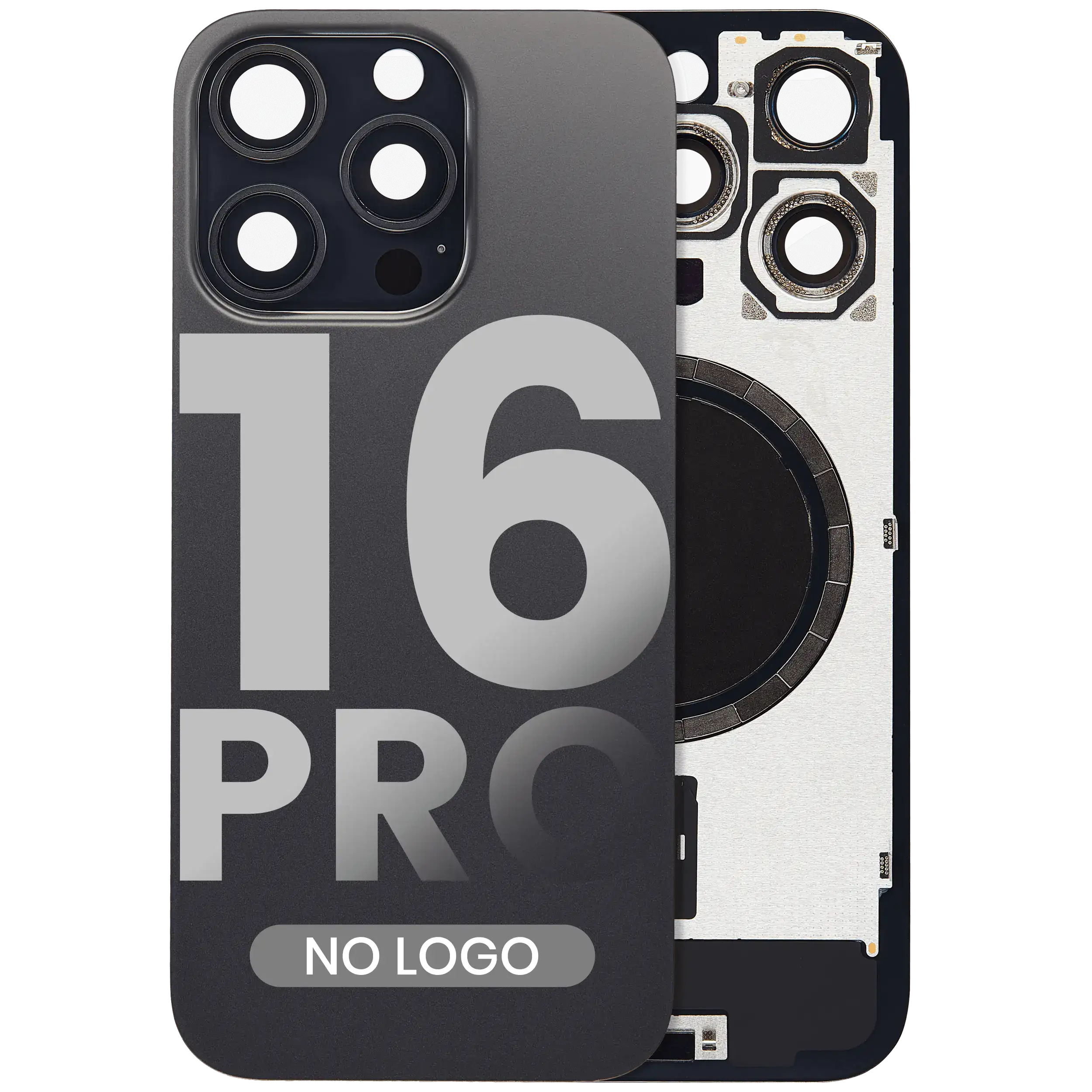 Back Cover with MagSafe Magnet for iPhone 16 Pro (Replacement Part) (Black Titanium) (No Logo)