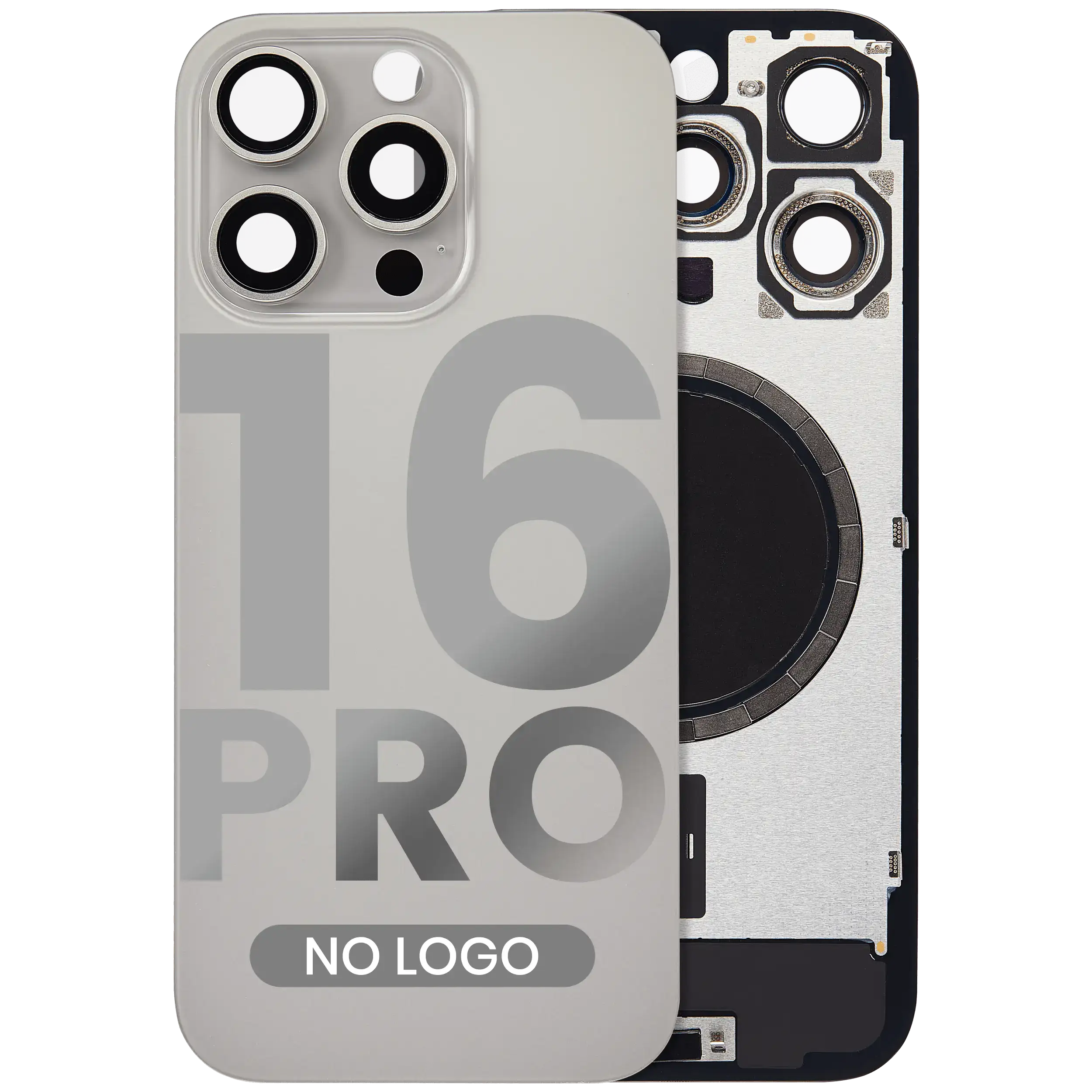 Back Cover with MagSafe Magnet for iPhone 16 Pro (Aftermarket) (Natural Titanium) (without logo)