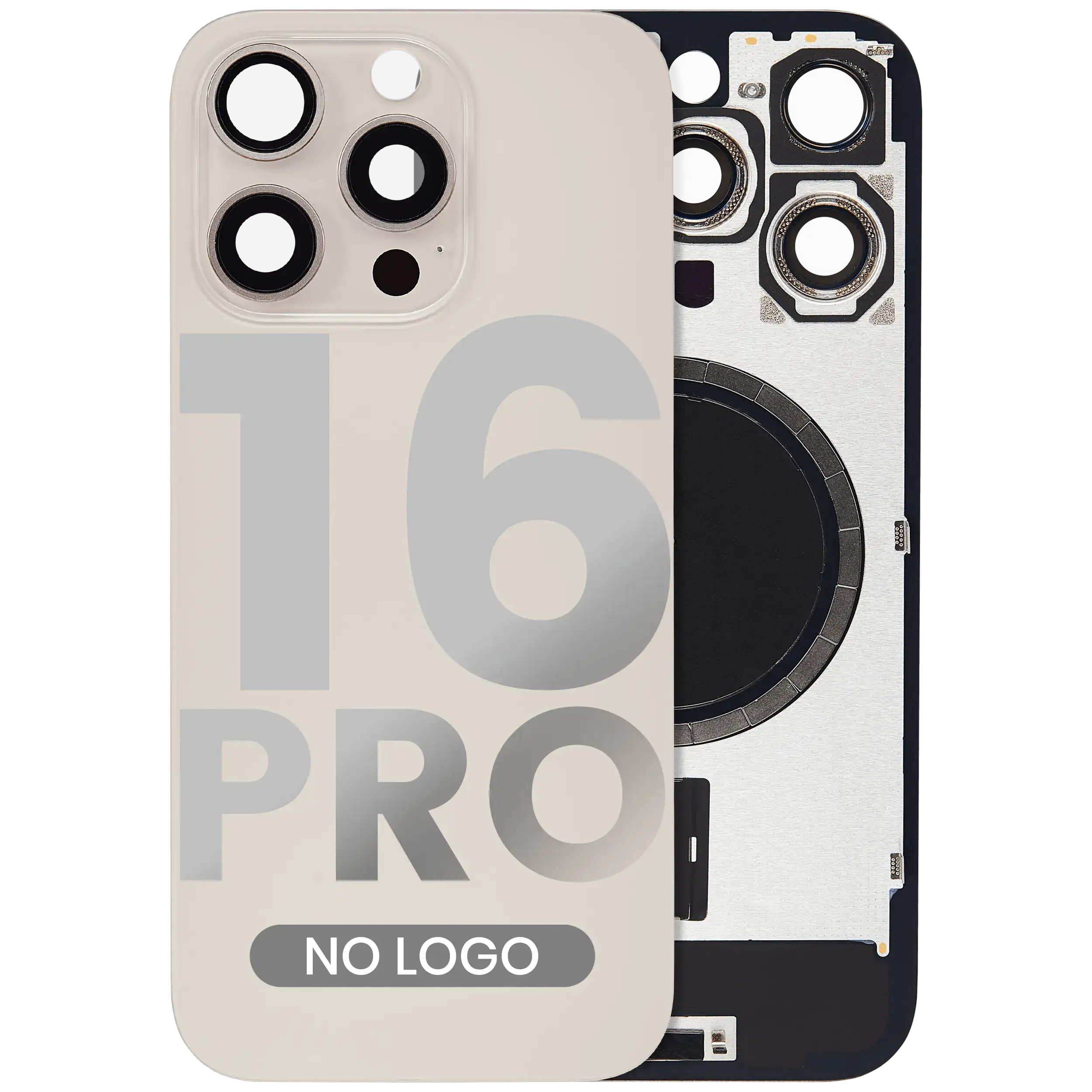 Back Cover with MagSafe Magnet for iPhone 16 Pro (Aftermarket) (Desert Titanium) (No Logo)