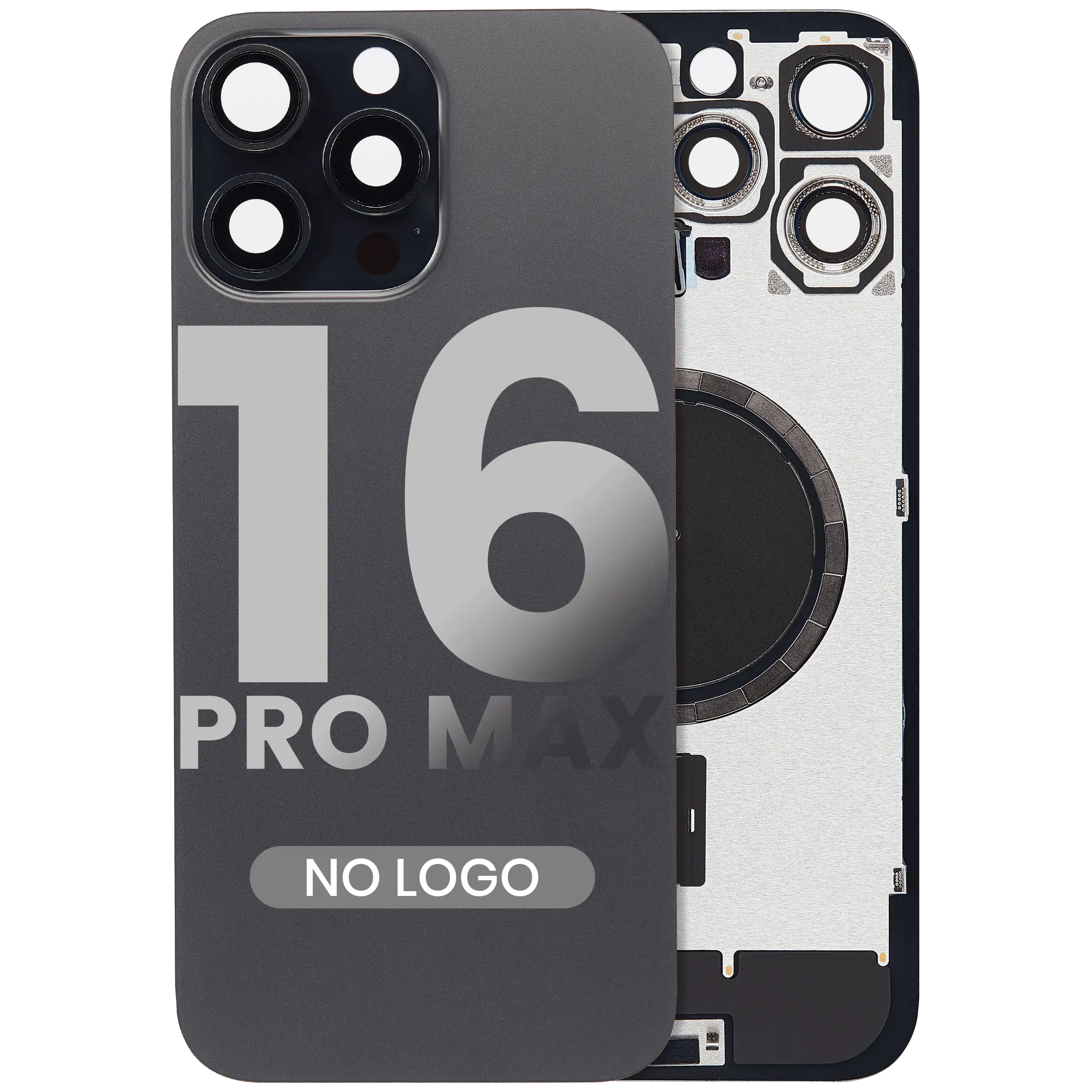 Back cover with MagSafe magnet for iPhone 16 Pro Max (Aftermarket) (Black Titanium) (no logo)