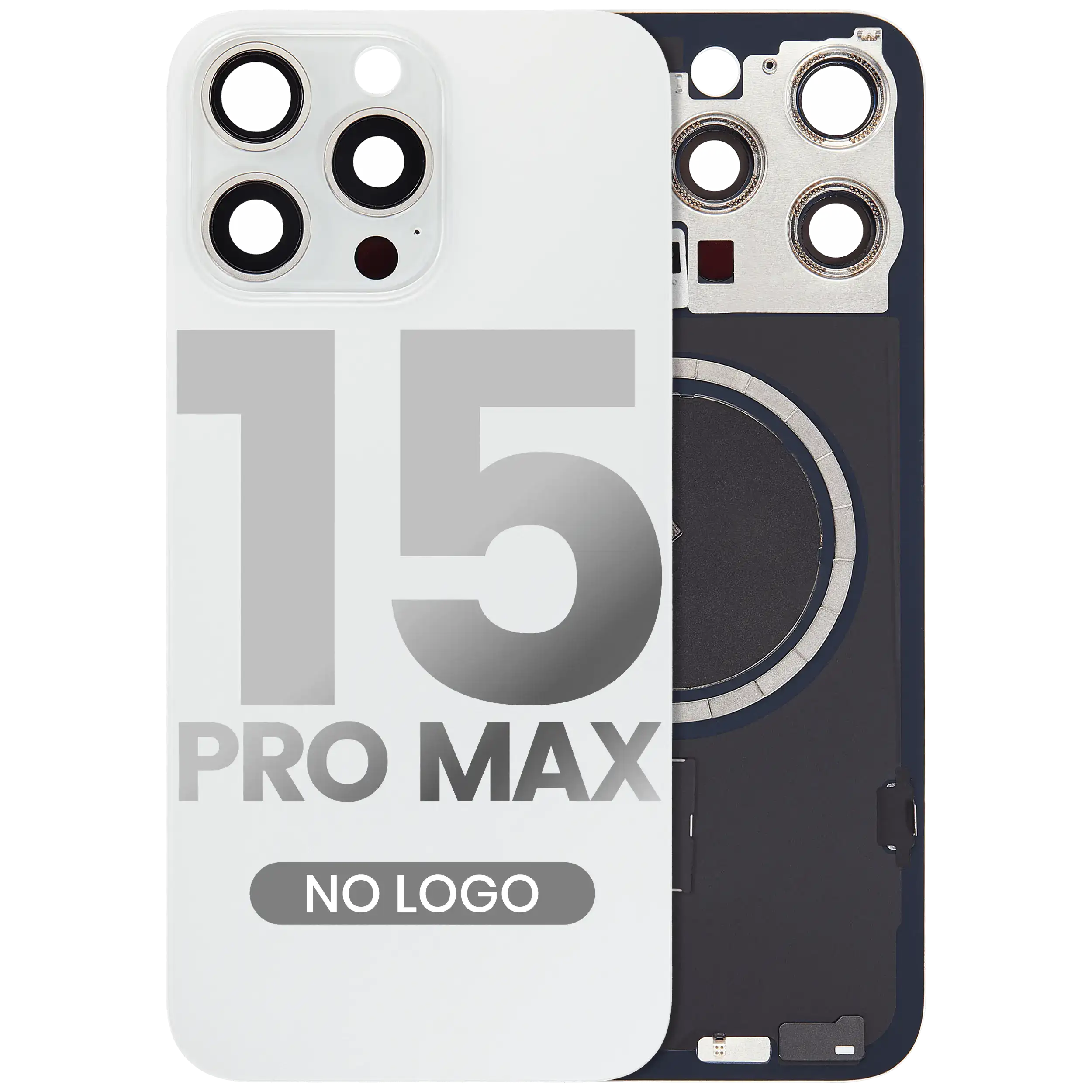 Back Cover with MagSafe Magnet for iPhone 15 Pro Max (Aftermarket) (White Titanium) (no logo)