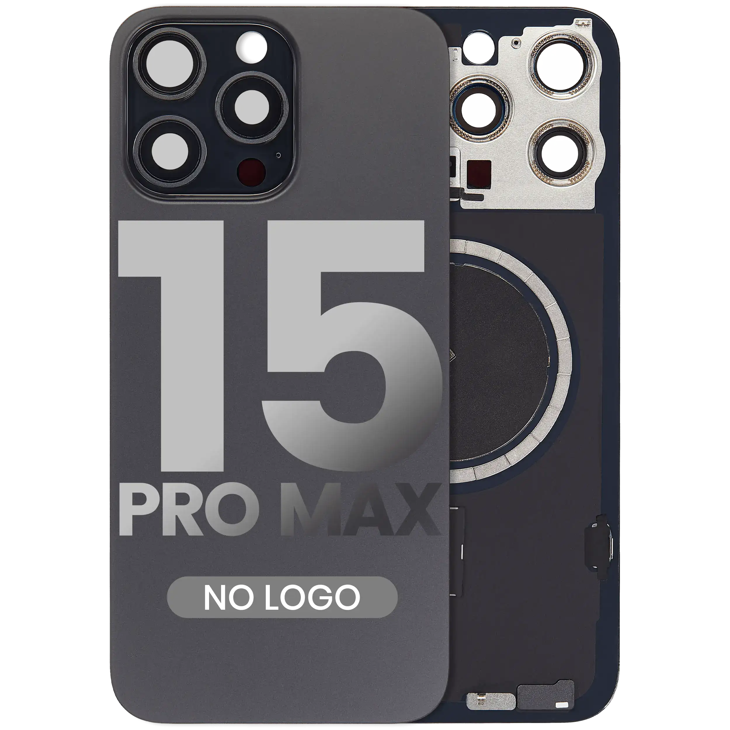 Back cover with MagSafe magnet for iPhone 15 Pro Max (Aftermarket) (Black Titanium) (No Logo)