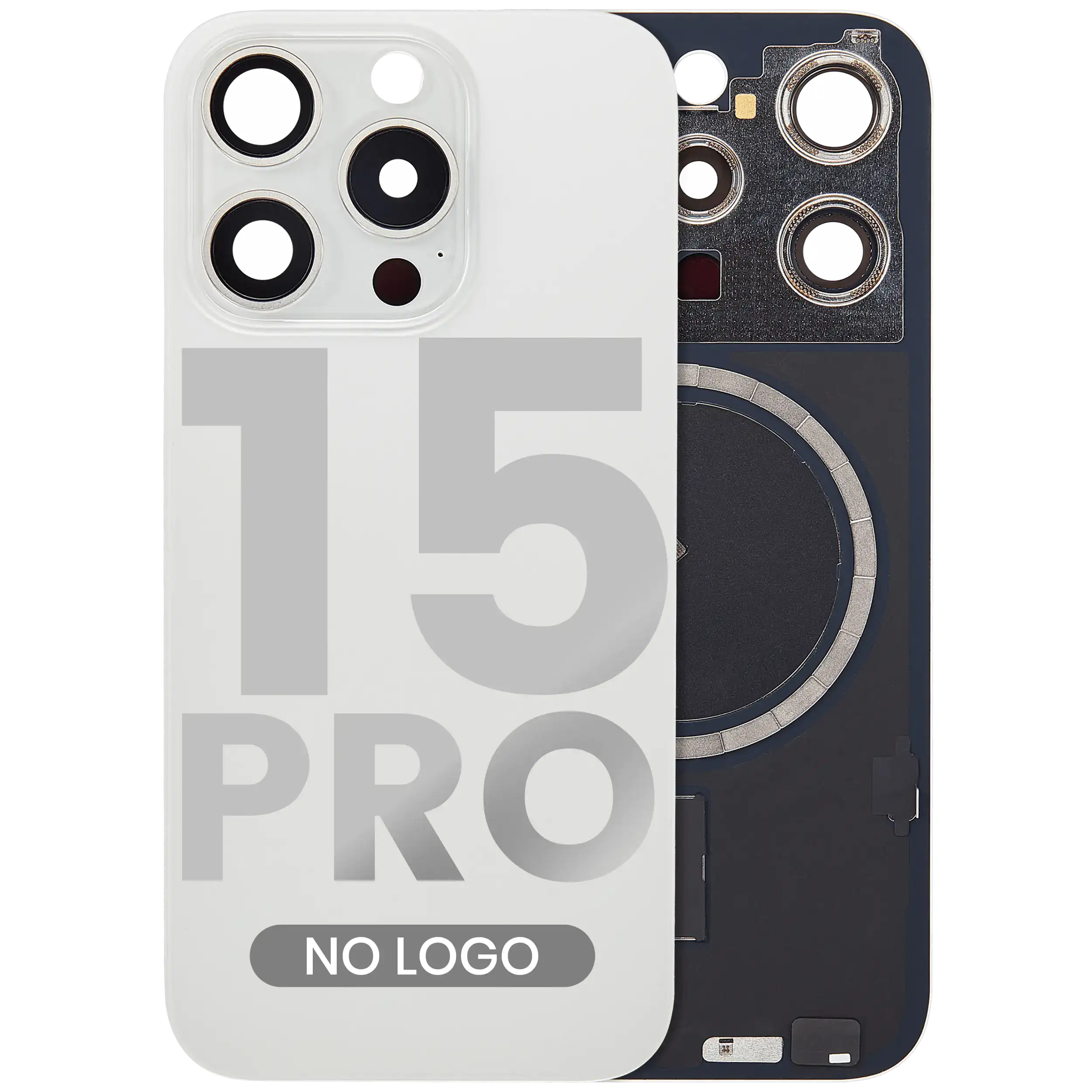 Backcover m. MagSafe f. iPhone 15 Pro Weiß Titanium Aftermarket o. Logo