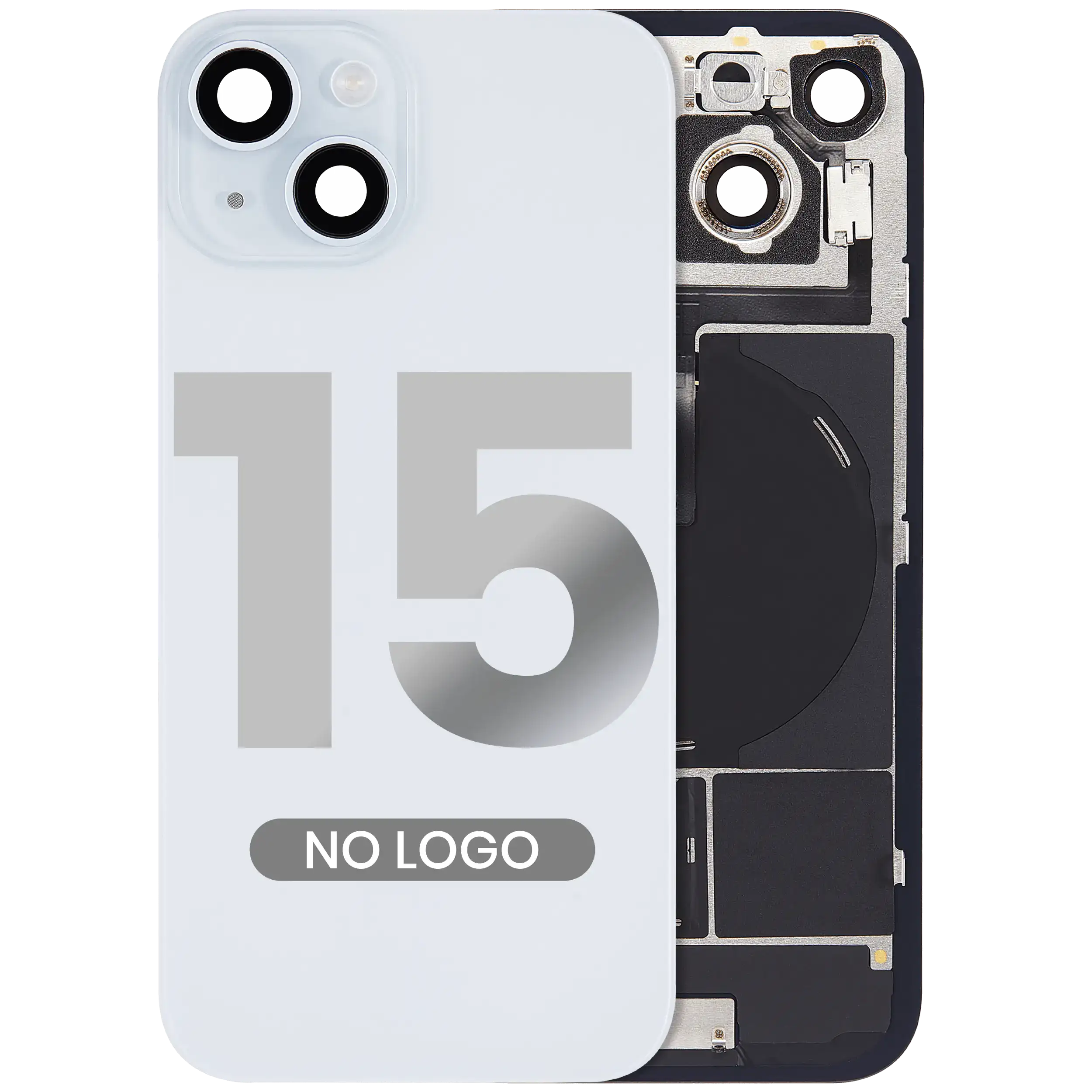 Backcover für iPhone 15 MagSafe, NFC, Blitz-Flexkabel, ohne Logo, Blau (Aftermar