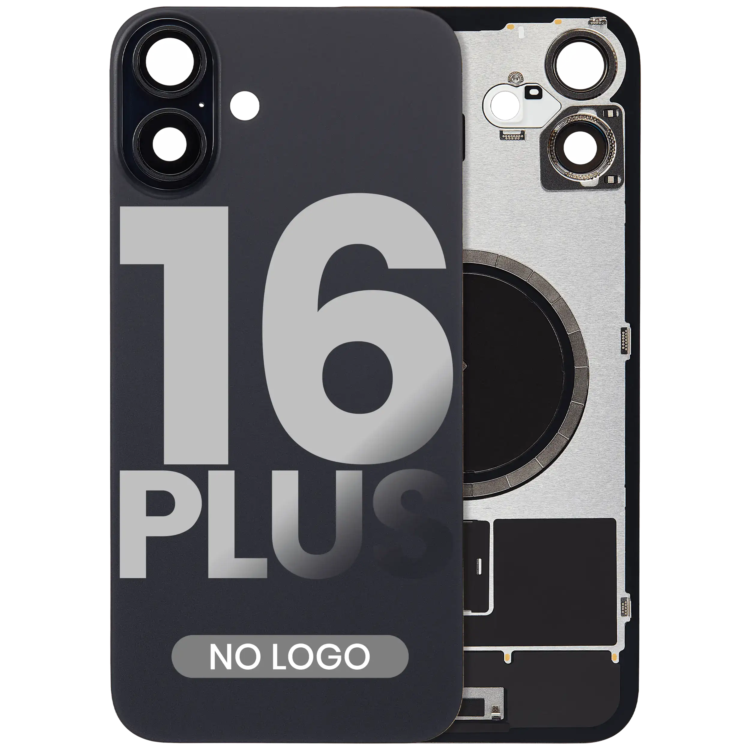 Back Cover with MagSafe Magnet for iPhone 16 Plus (Aftermarket) (Black) (No Logo)