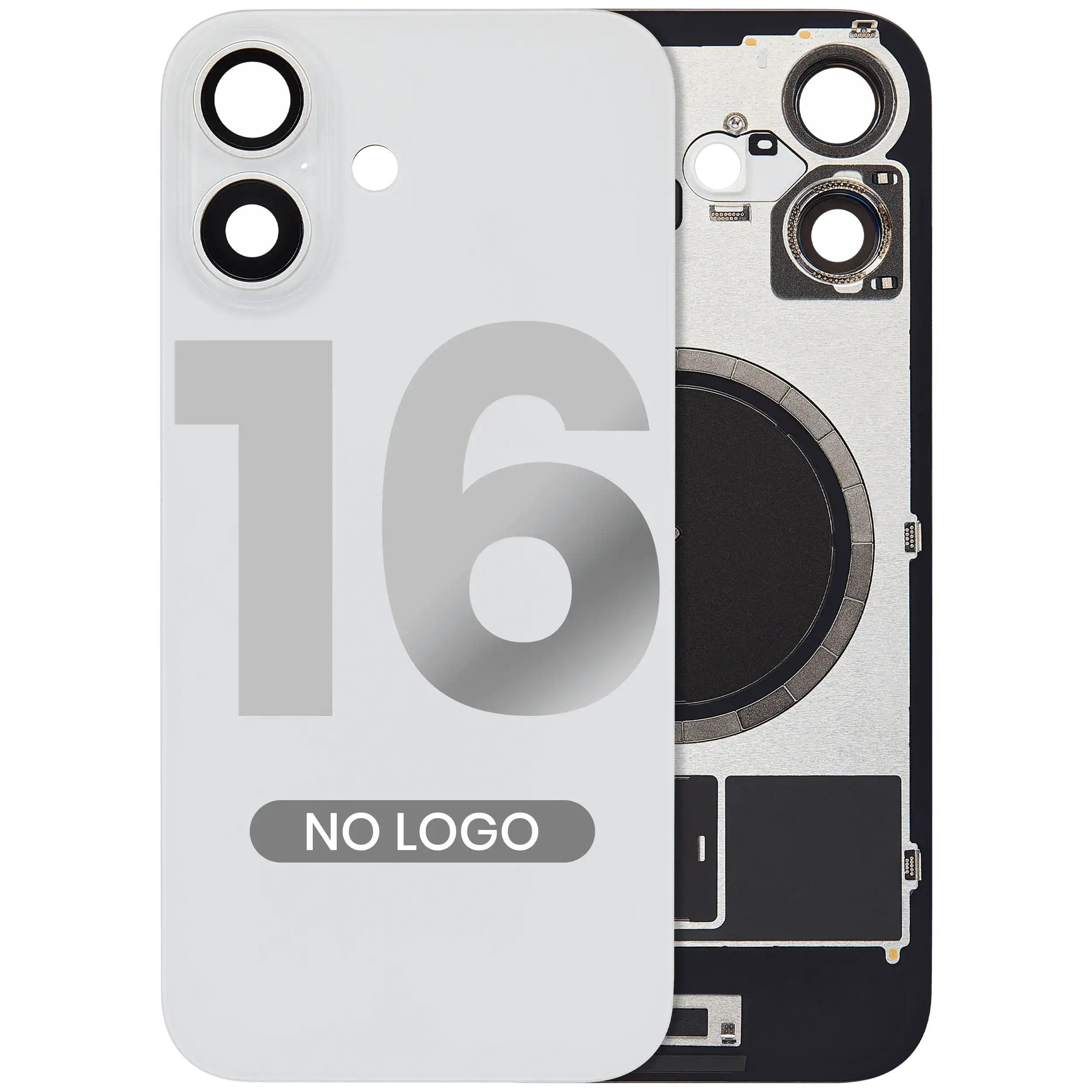 Backcover mit MagSafe-Magnet für iPhone 16 (Aftermarket) (Weiß) (Ohne Logo)
