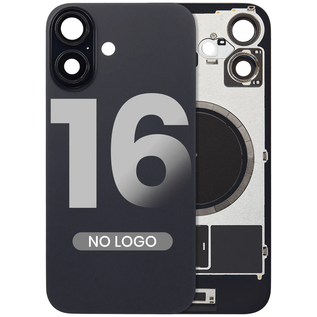 Back Cover with MagSafe Magnet for iPhone 16 (Aftermarket) (Black) (No Logo)