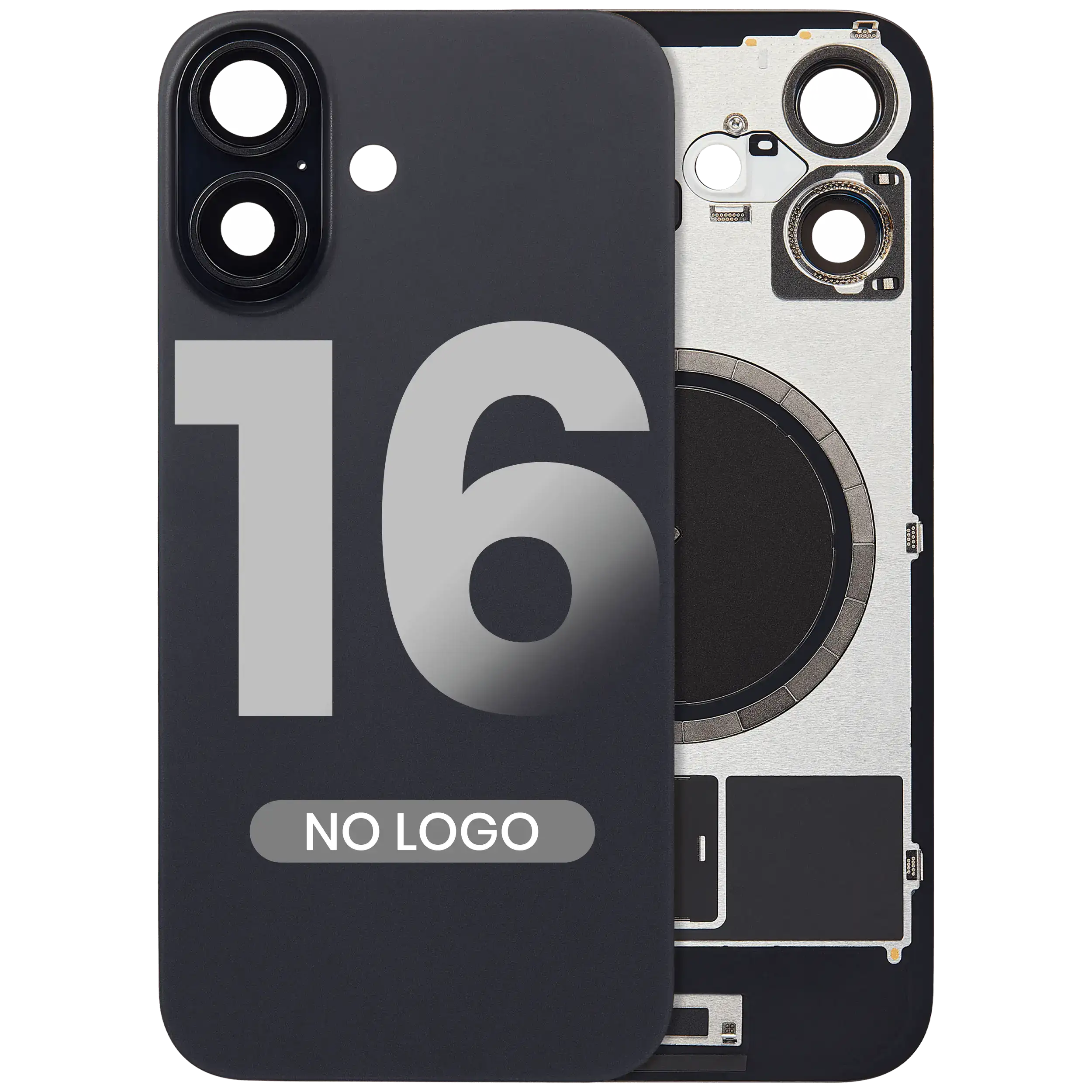 Back Cover with MagSafe Magnet for iPhone 16 (Aftermarket) (Black) (No Logo)
