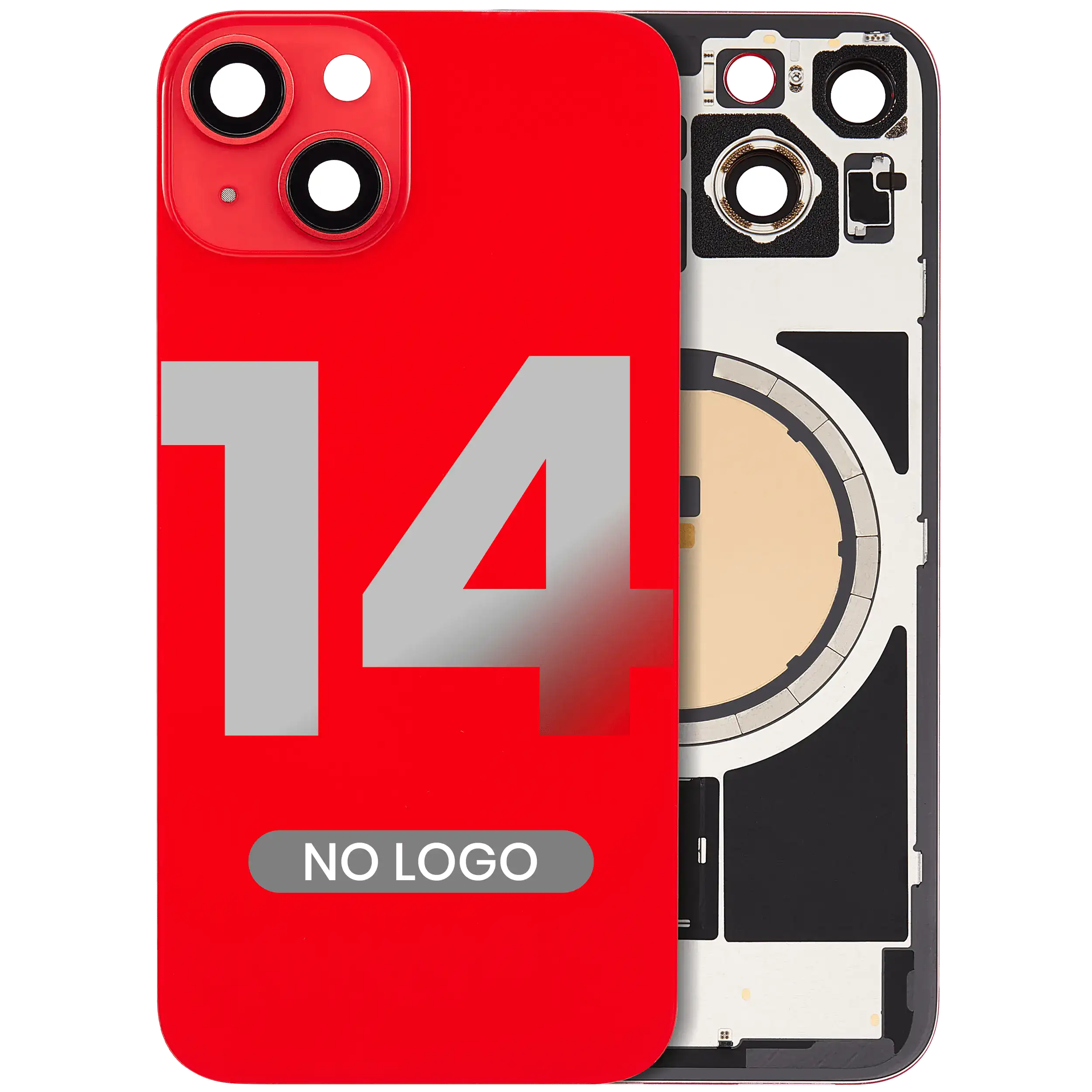 Backcover with MagSafe Magnet for iPhone 14 (Aftermarket) (Red) (No Logo)