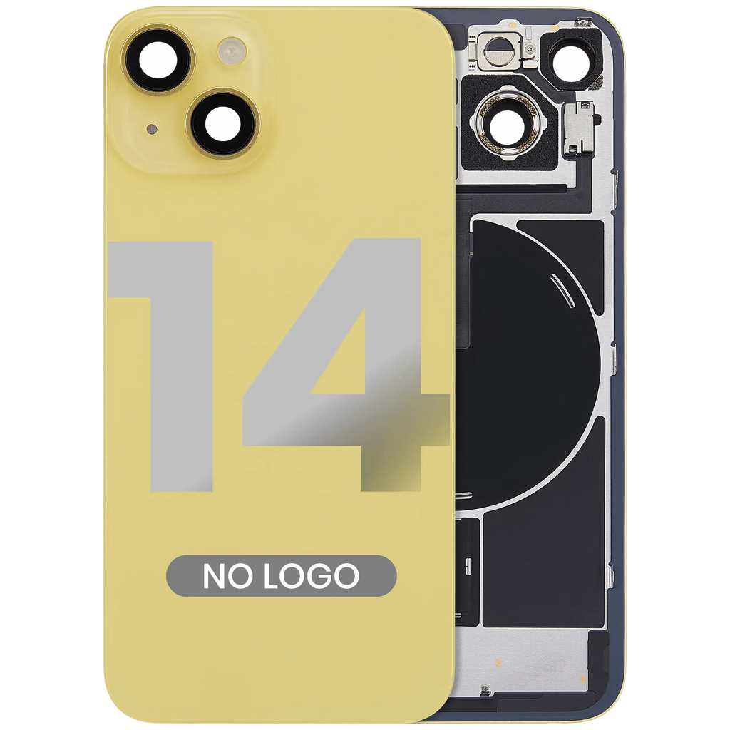 Back cover with steel plate and pre-installed NFC & MagSafe magnet for iPhone 14 (yellow, no logo)