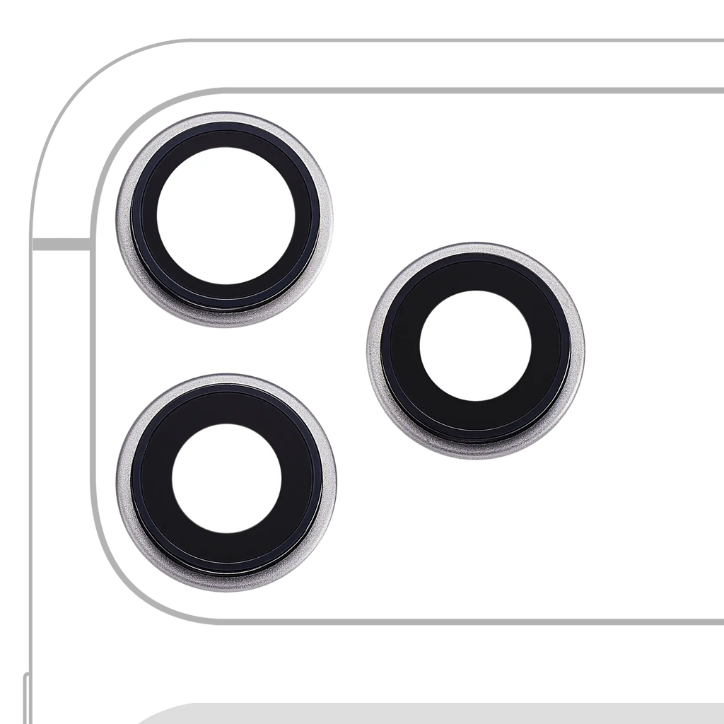 Rear Camera Lens with Holder and Frame for iPhone 17 Pro/17 Pro Max (Premium) (Silver)