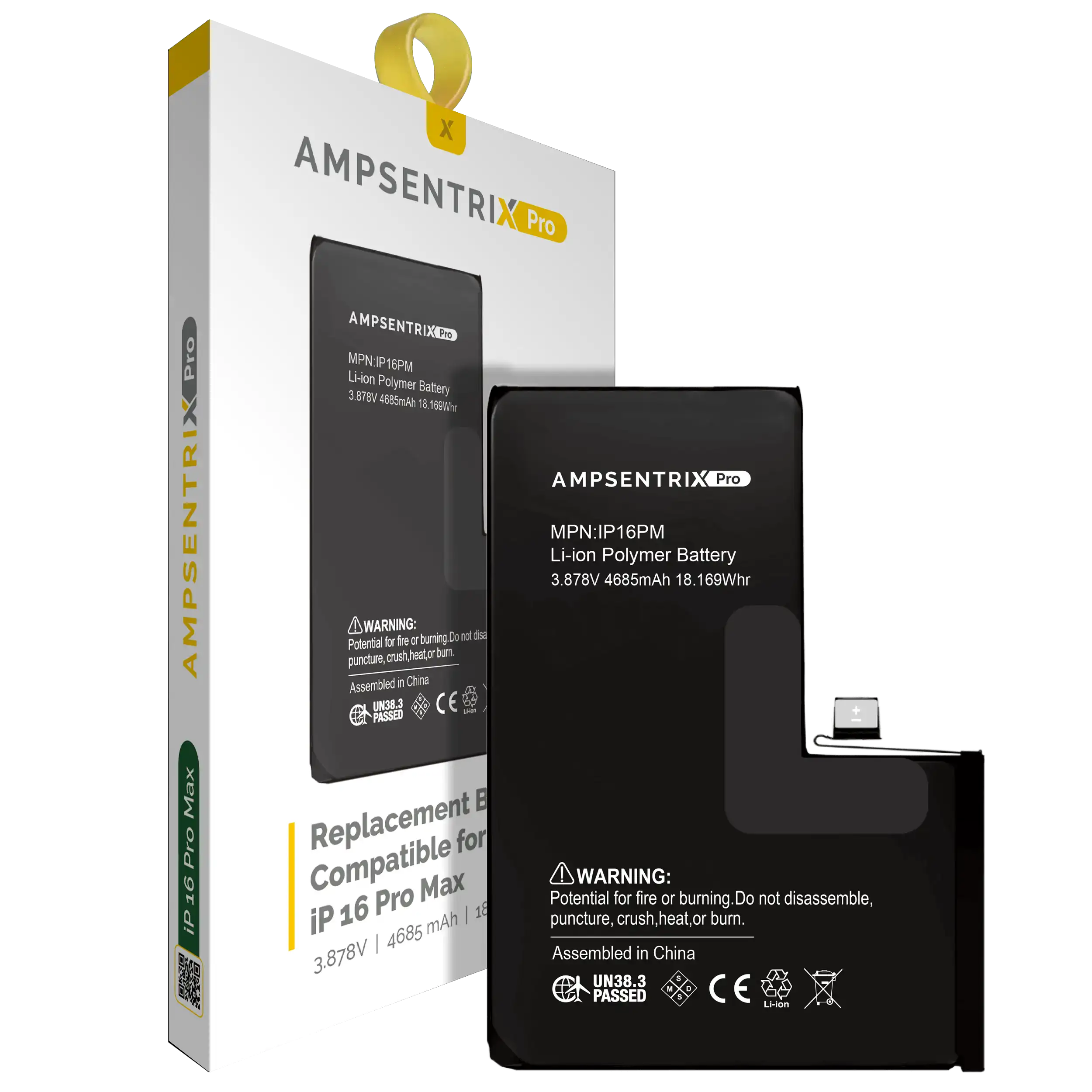 Replacement Battery for iPhone 16 Pro Max (AmpSentrix Pro)